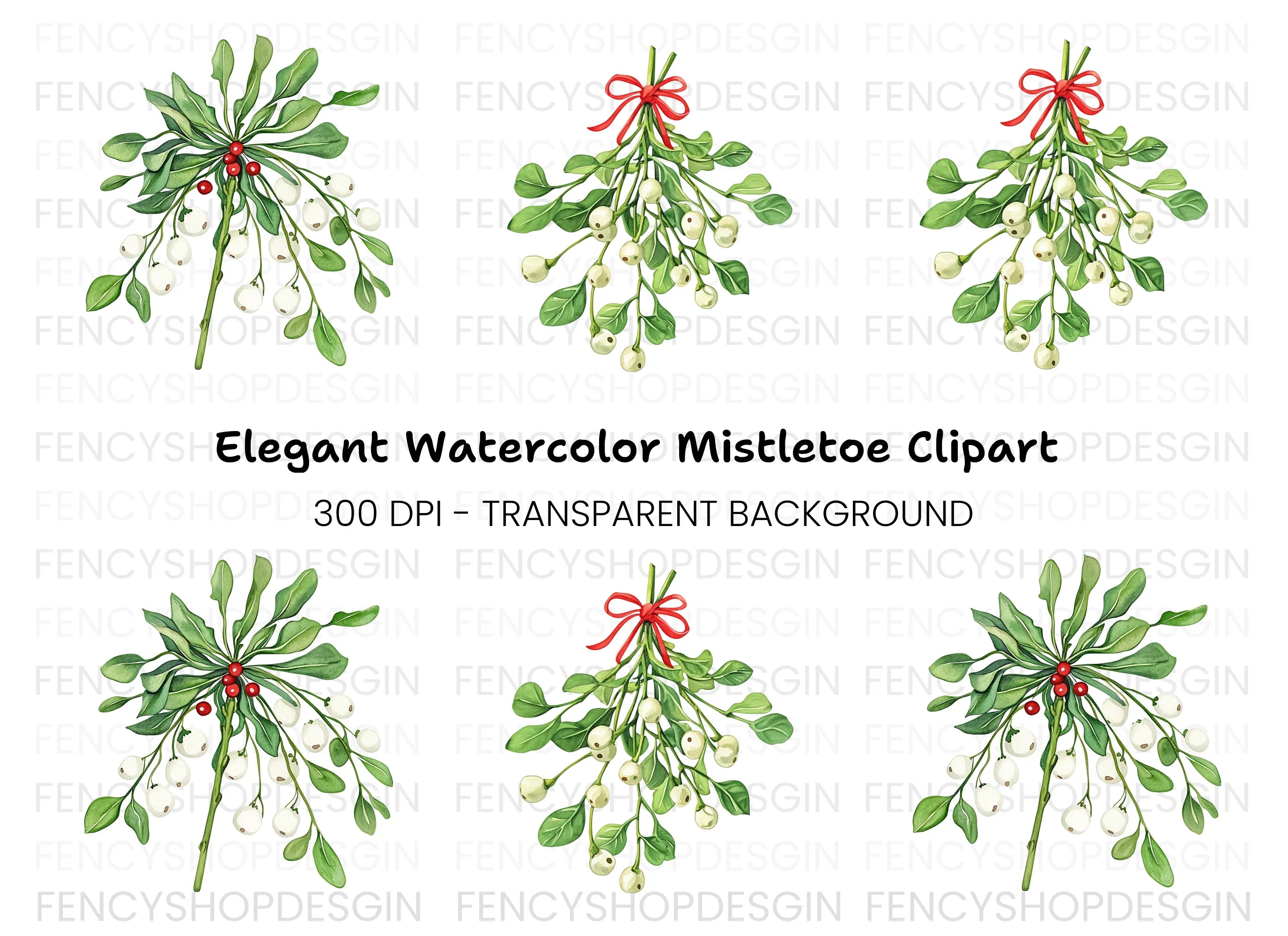 Festive Mistletoe Clipart Bundle