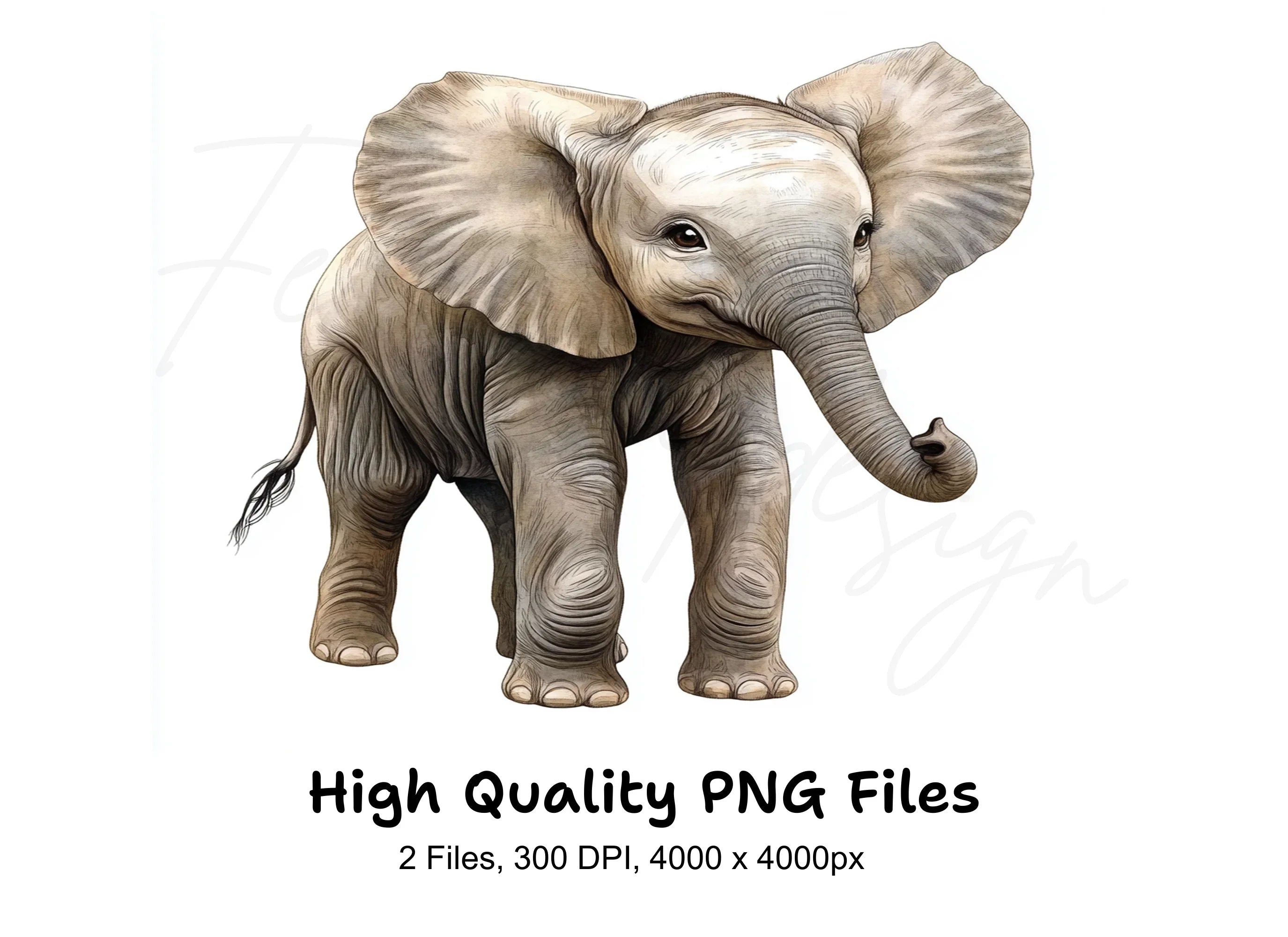 Cute Baby Elephant Clipart Bundle