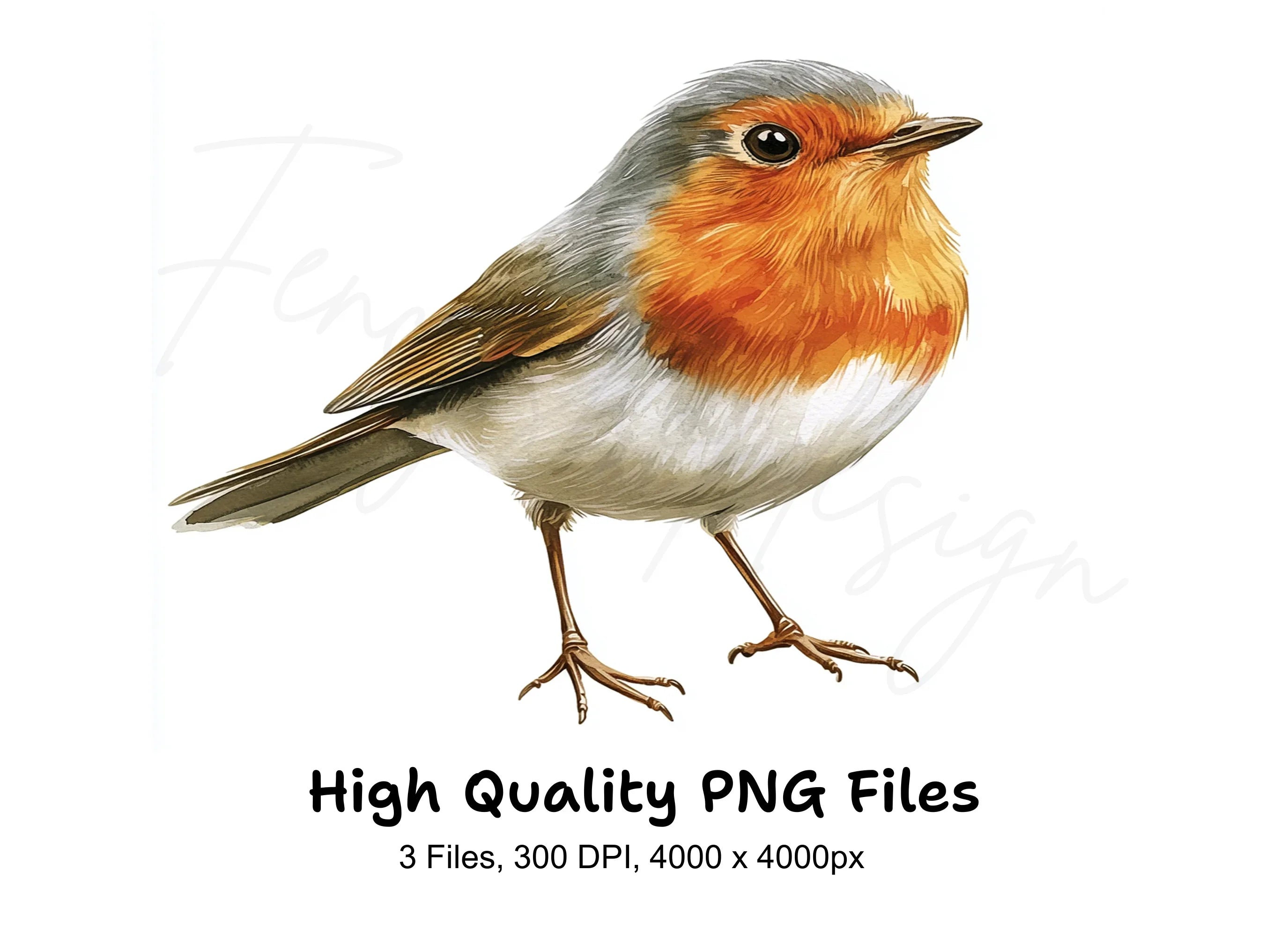 Cute European Robin Bird Illustrations Clipart Bundle