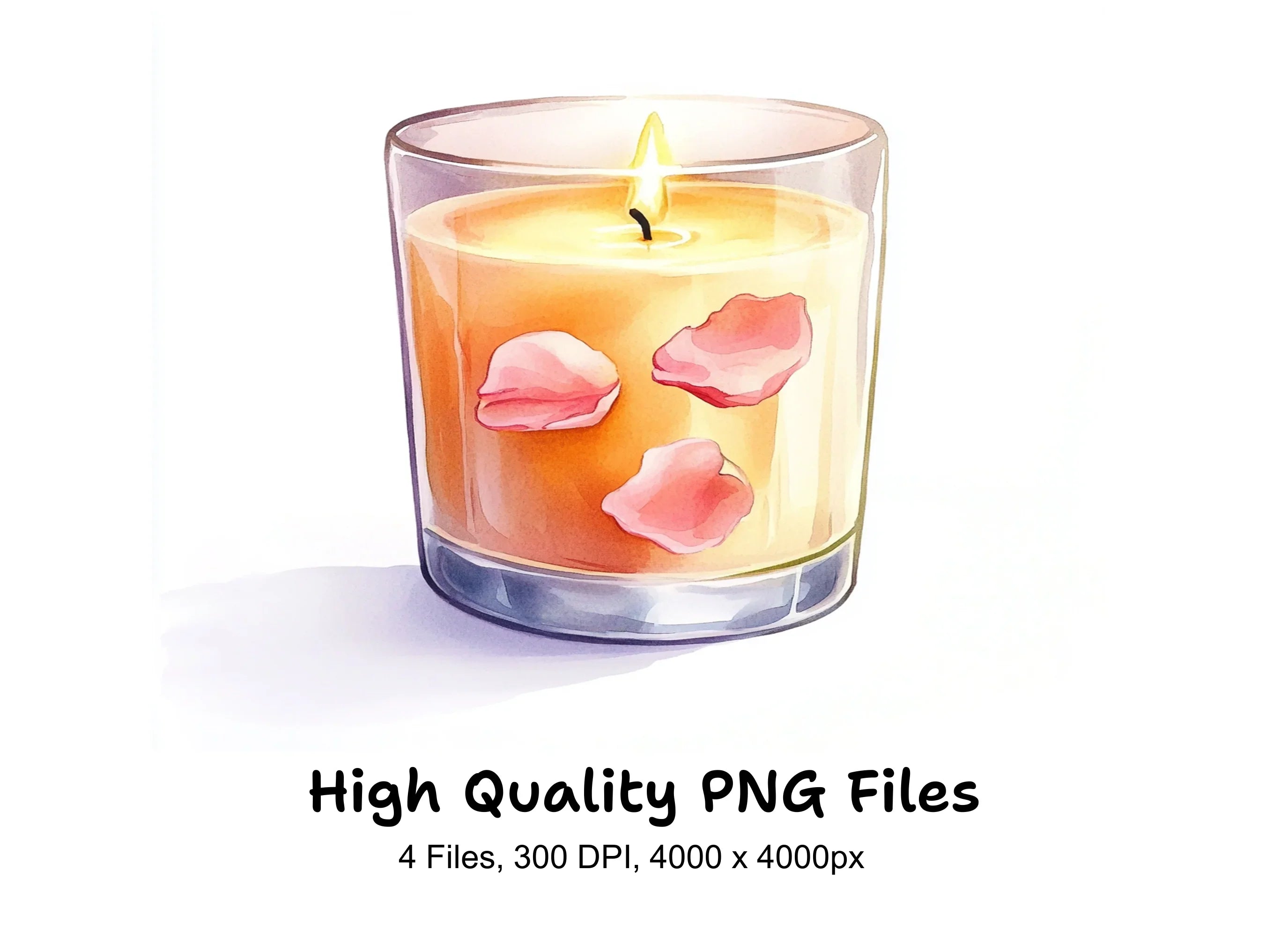 Scented Candle with Rose Petals Clipart Bundle