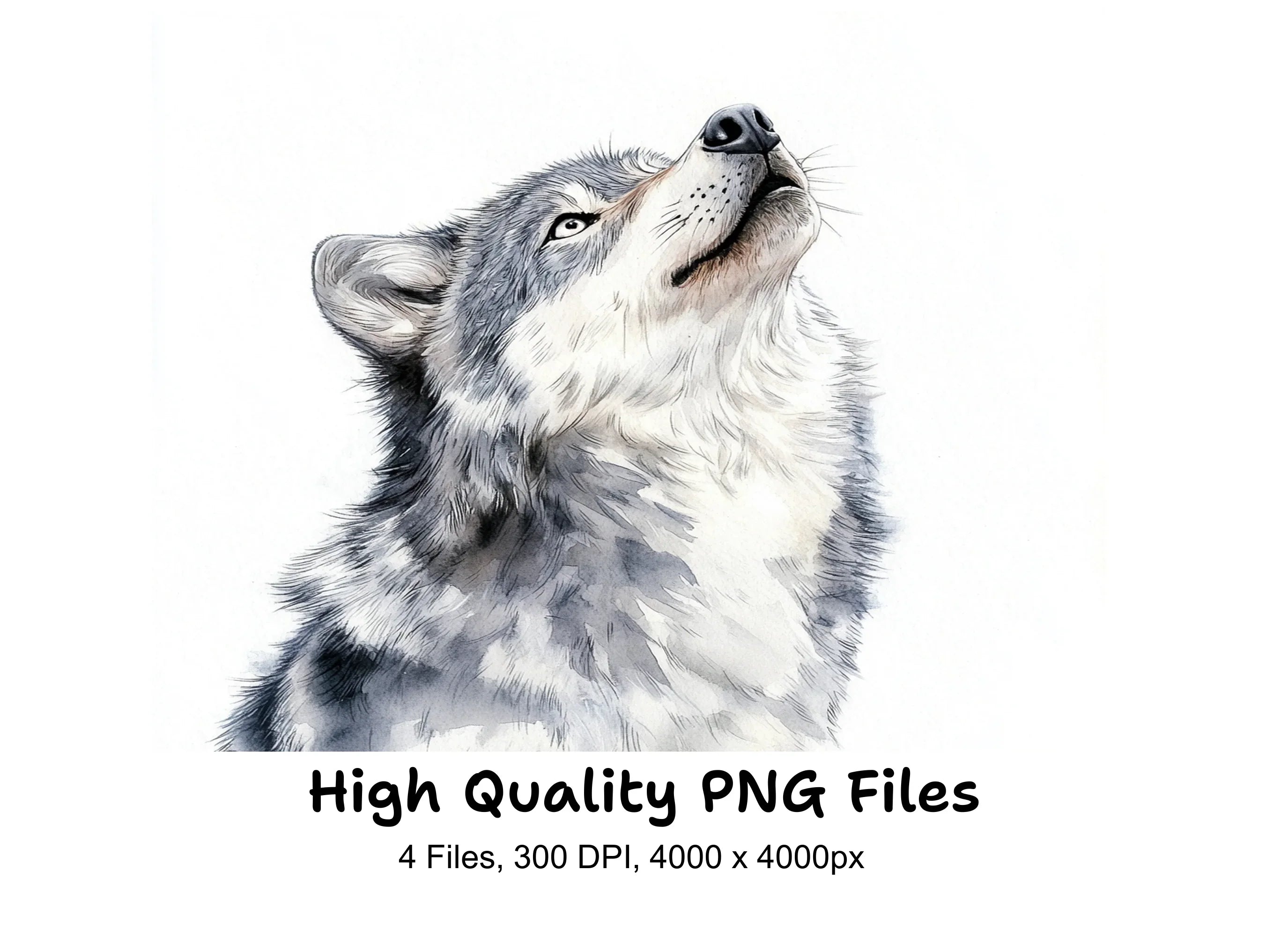 Howling Gray Wolf Clipart Bundle