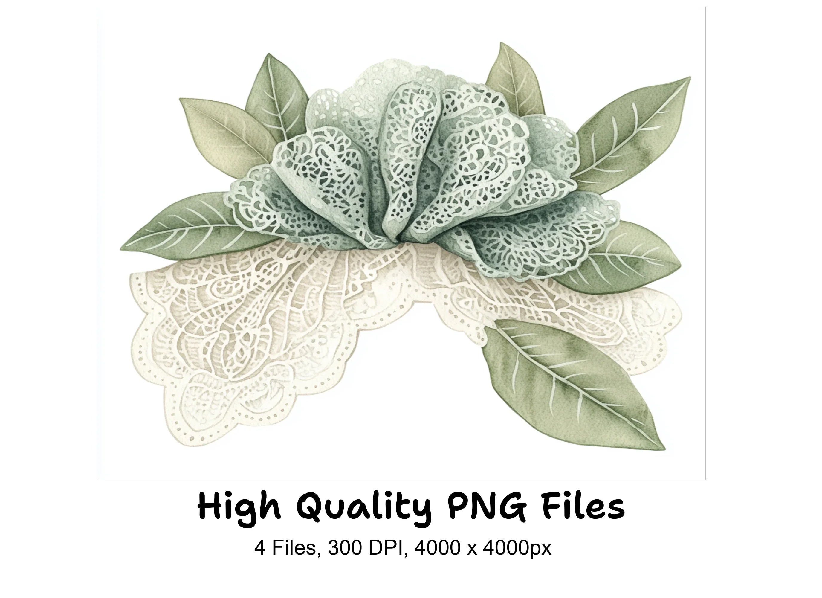 Elegant Lace Flower Clipart Bundle