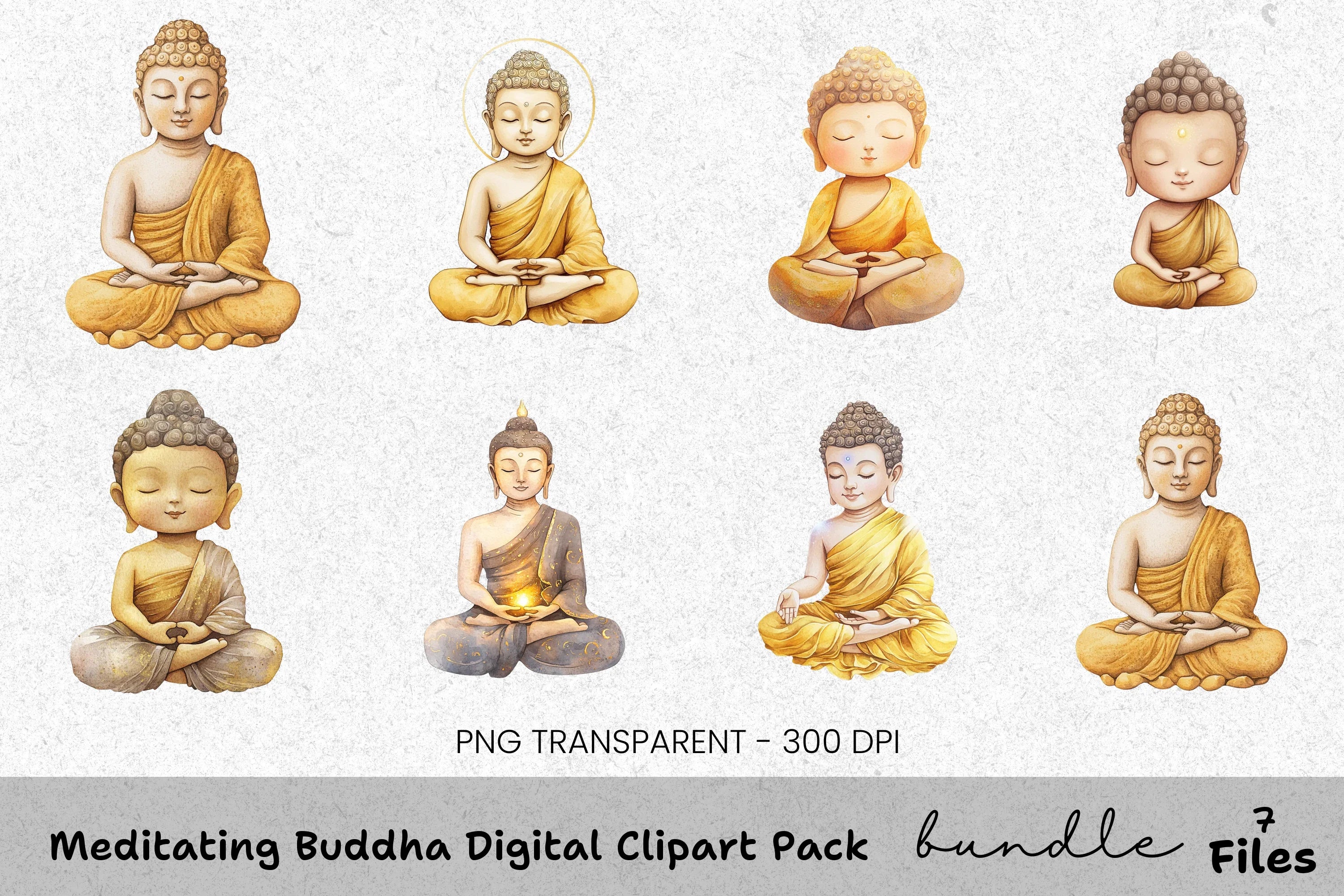 Meditating Buddha Clipart Bundle