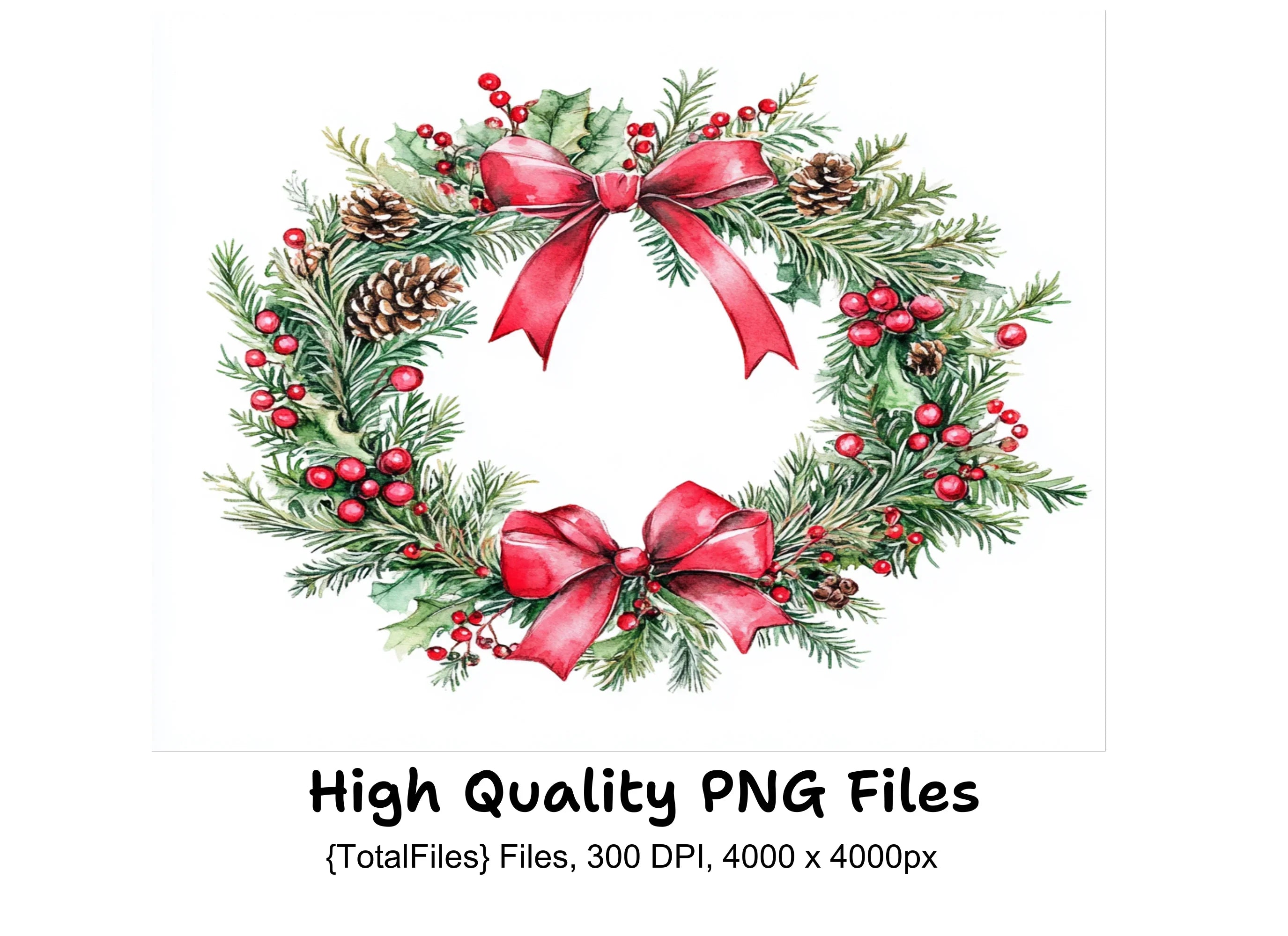 Christmas Wreath Clipart Bundle