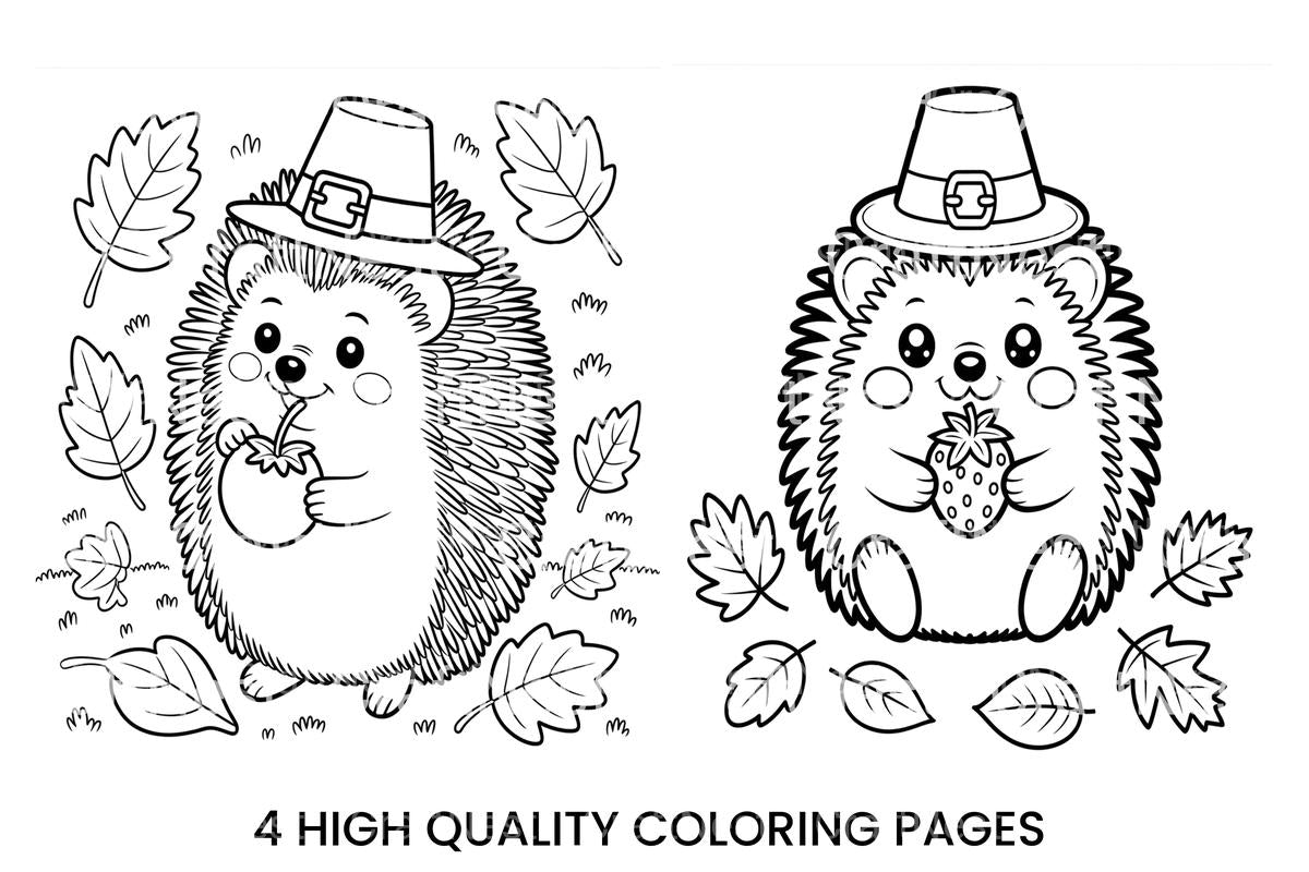 Cute Hedgehog Thanksgiving Coloring Books