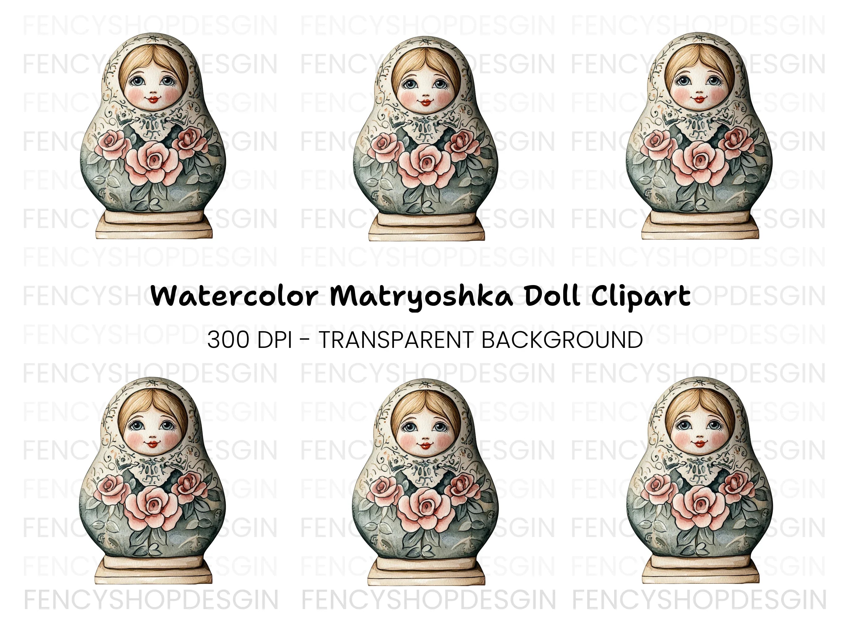 Russian Matryoshka Doll Clipart Bundle