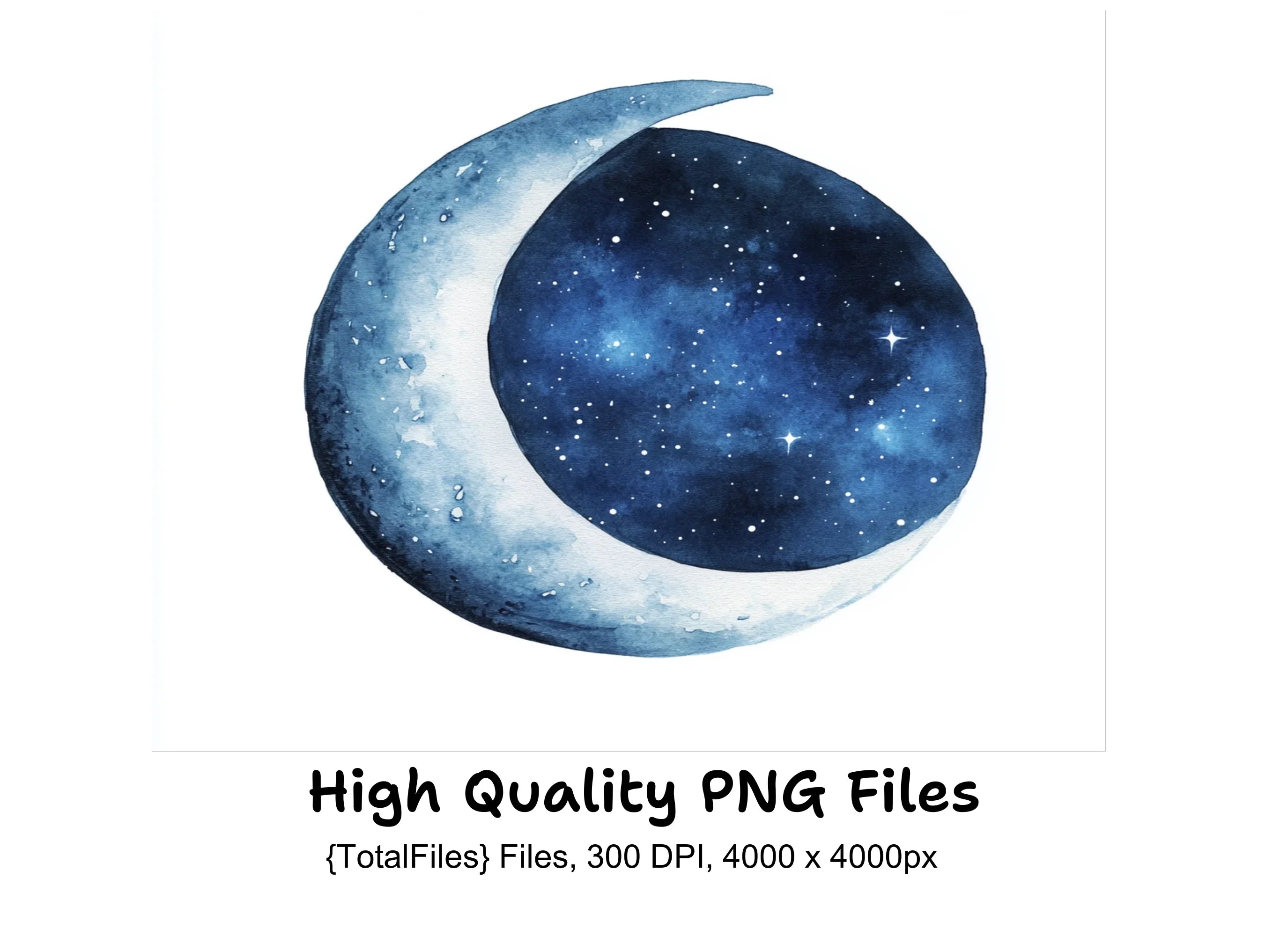Night Sky Moon Clipart Bundle