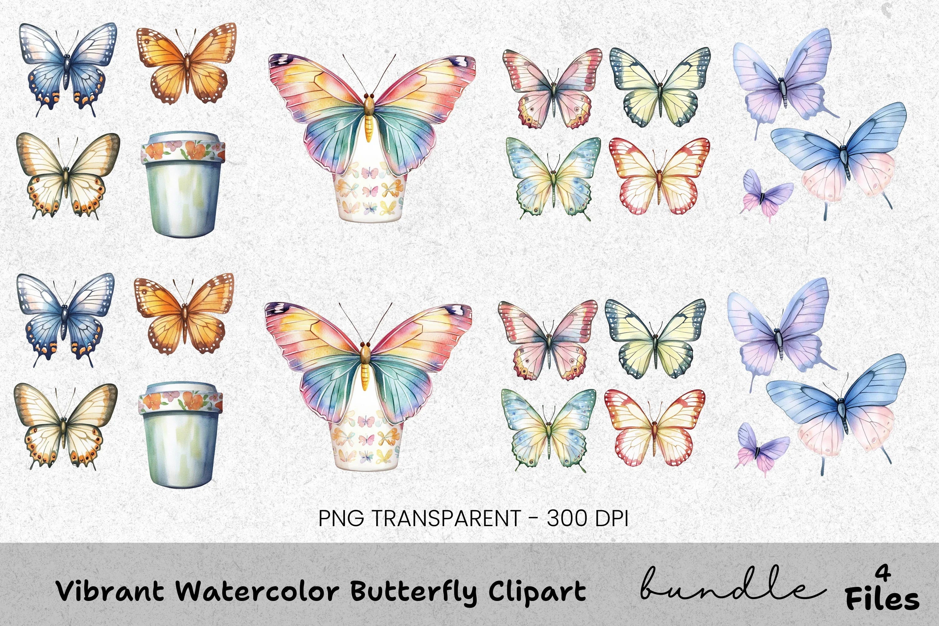 Vibrant Butterfly Clipart Bundle