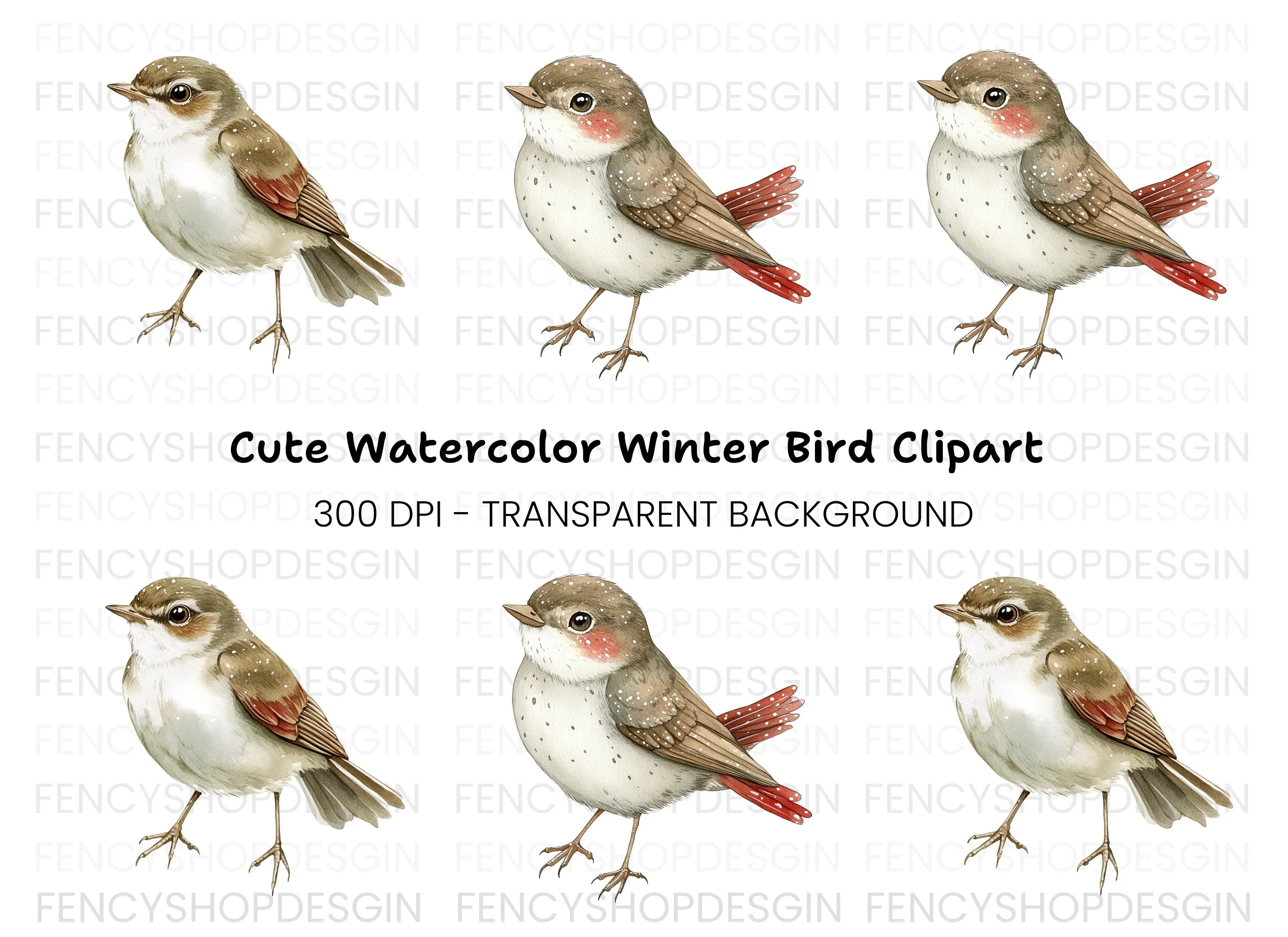 Charming Spotted Bird Clipart Bundle
