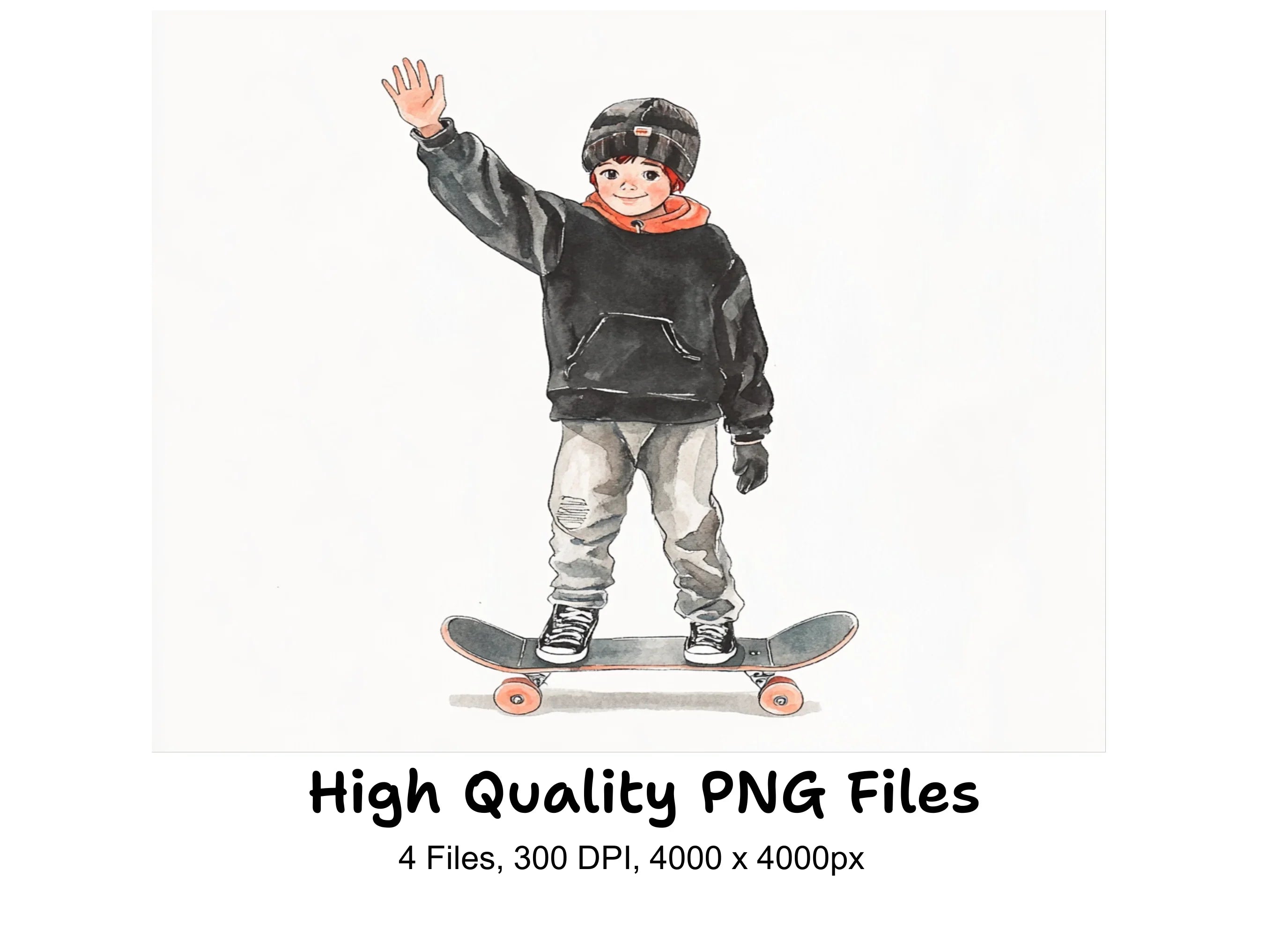 Kids Skateboard Clipart Bundle