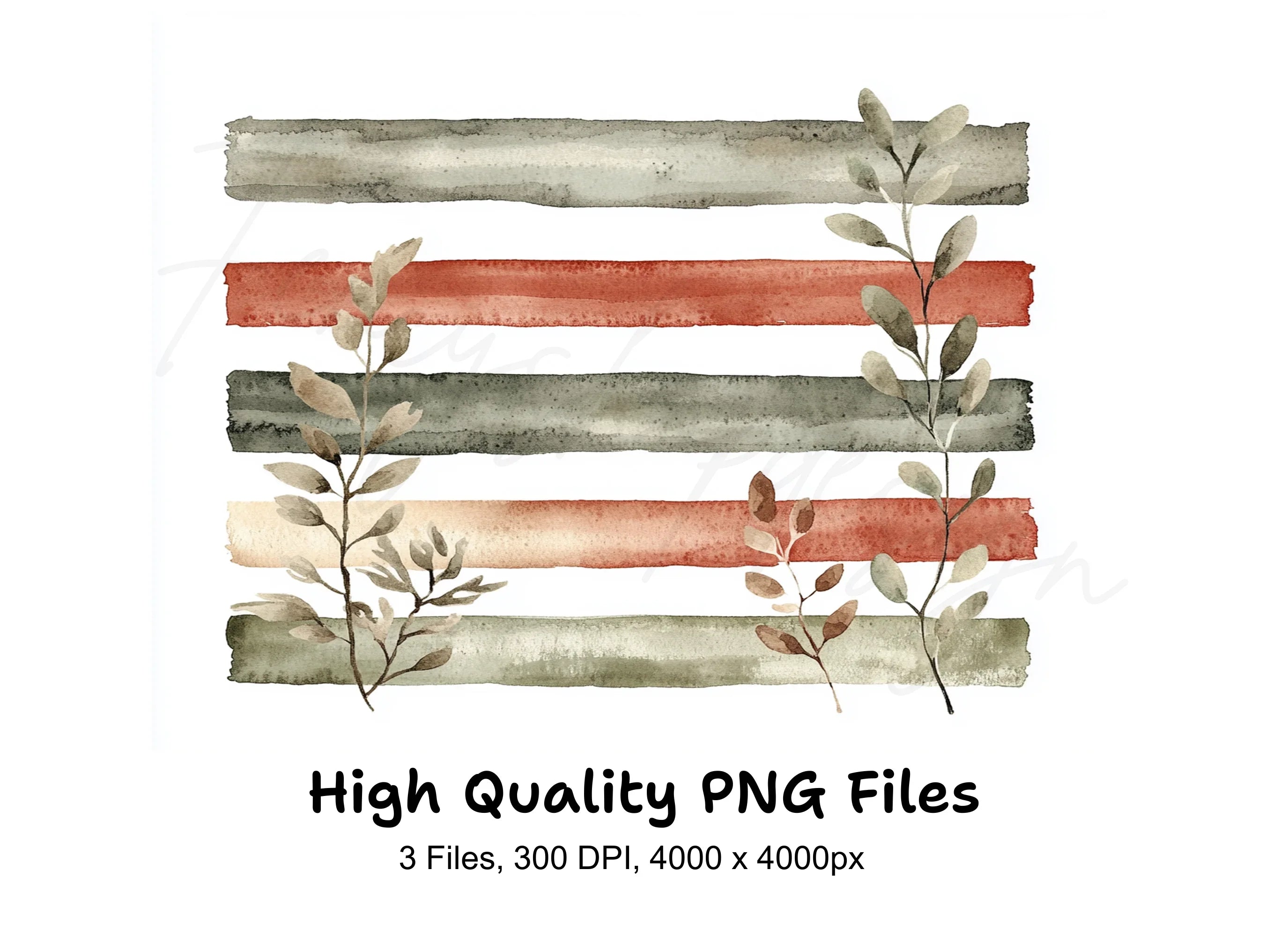 Stripes Botanical Clipart Bundle