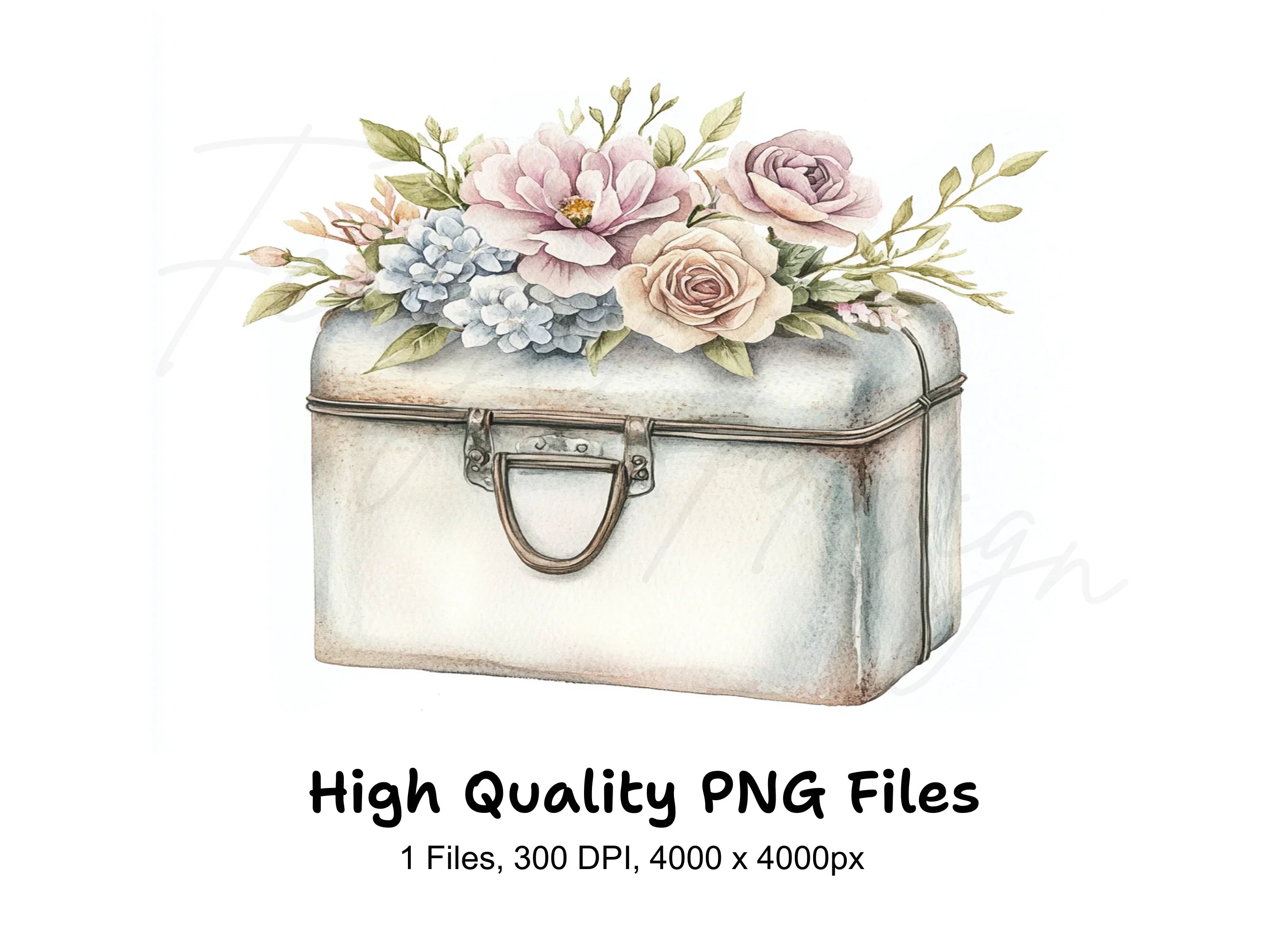 Shabby Chic Flower Box Clipart Bundle