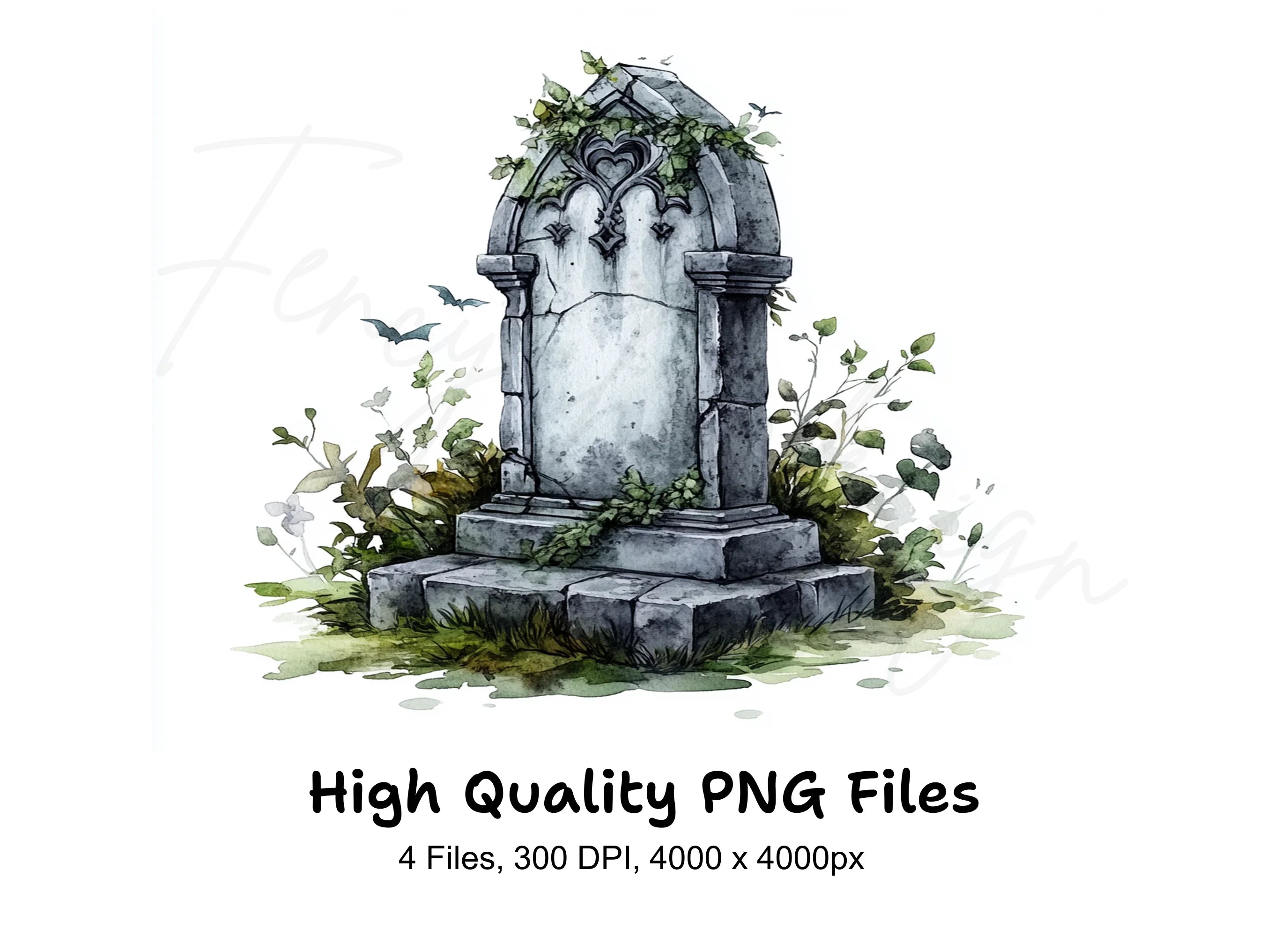 Spooky Gravestone Clipart Bundle