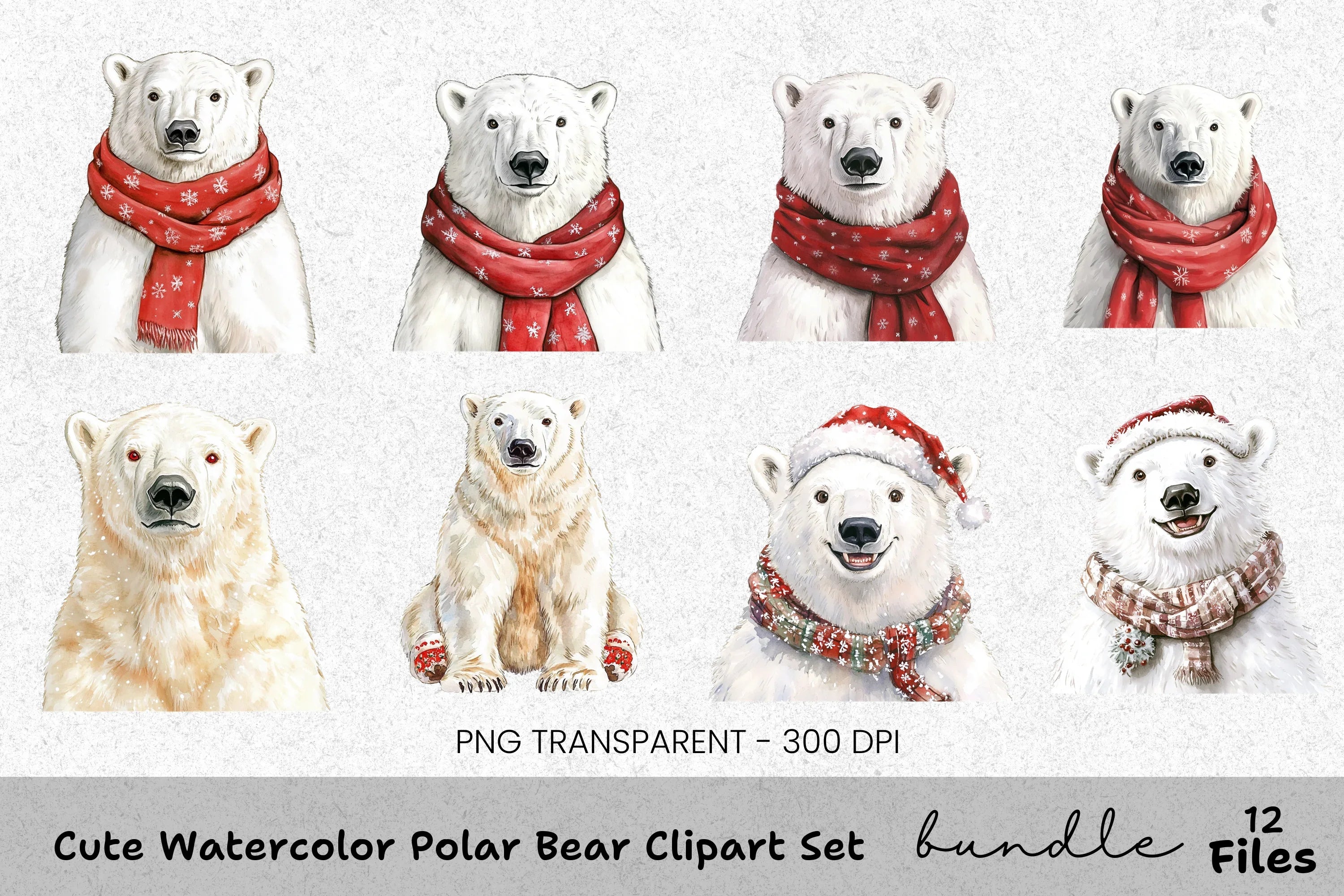 Cute Polar Bear Clipart Bundle