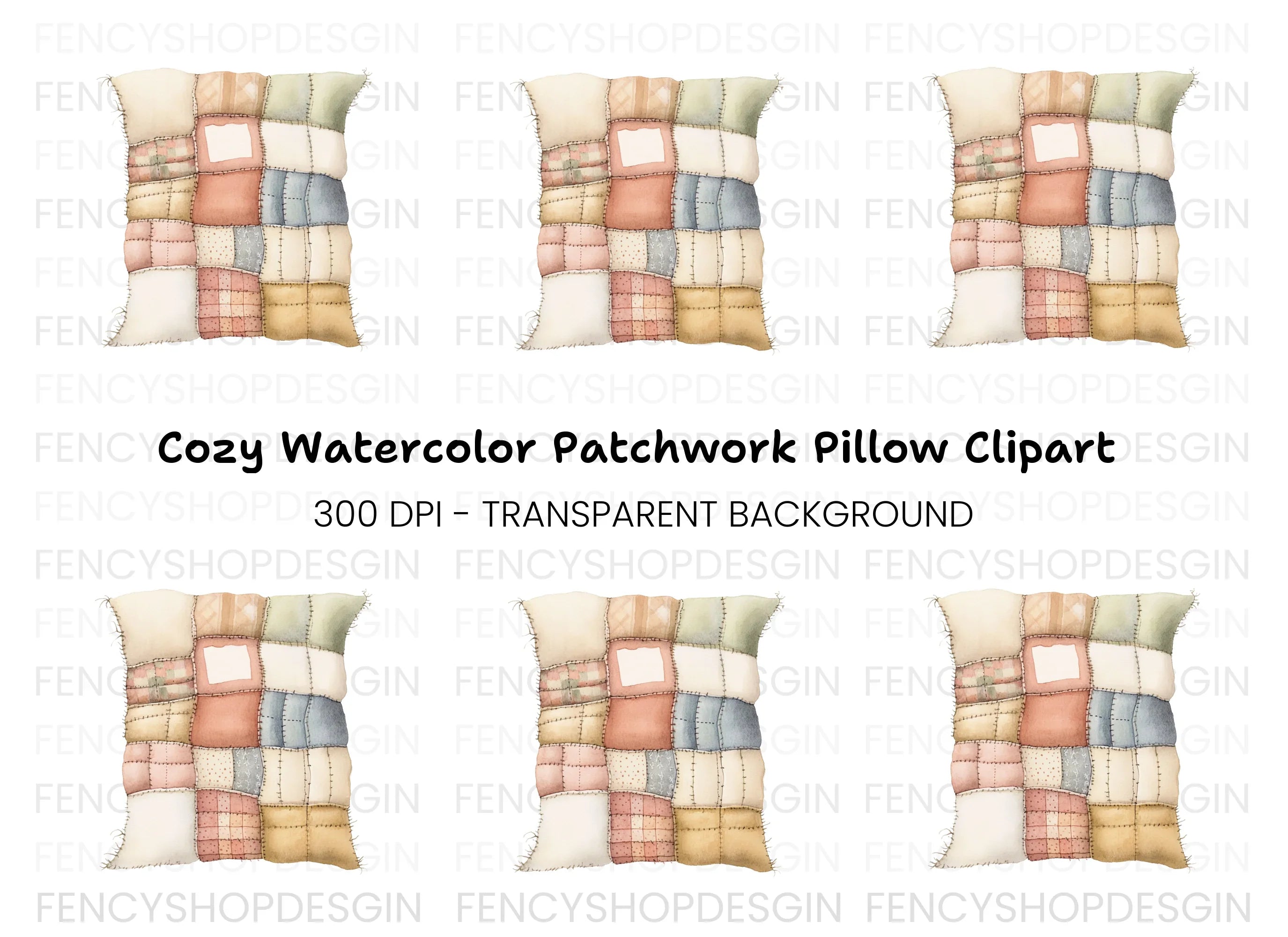 Patchwork Quilt Pillow Clipart Bundle