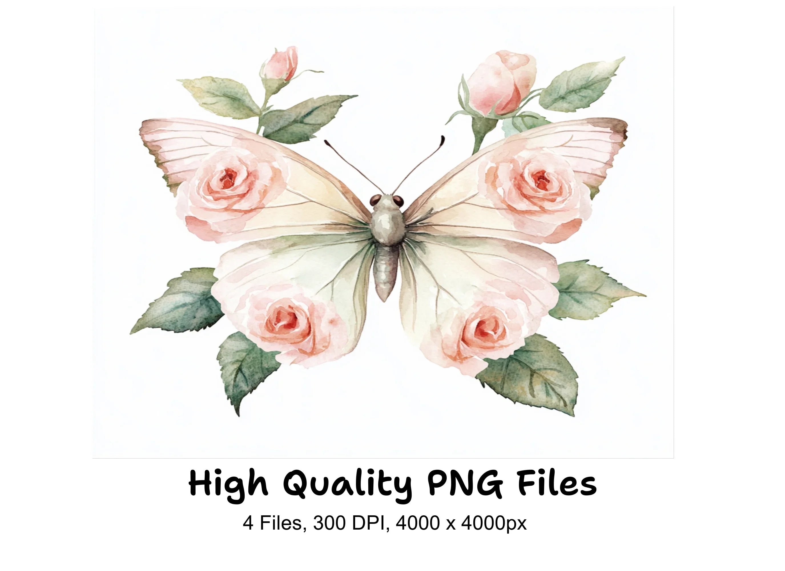 Butterfly Rose Clipart Bundle