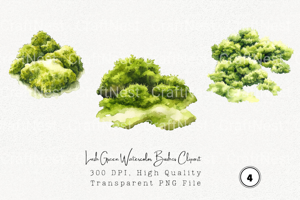Lush Green Bushes Clipart Bundle