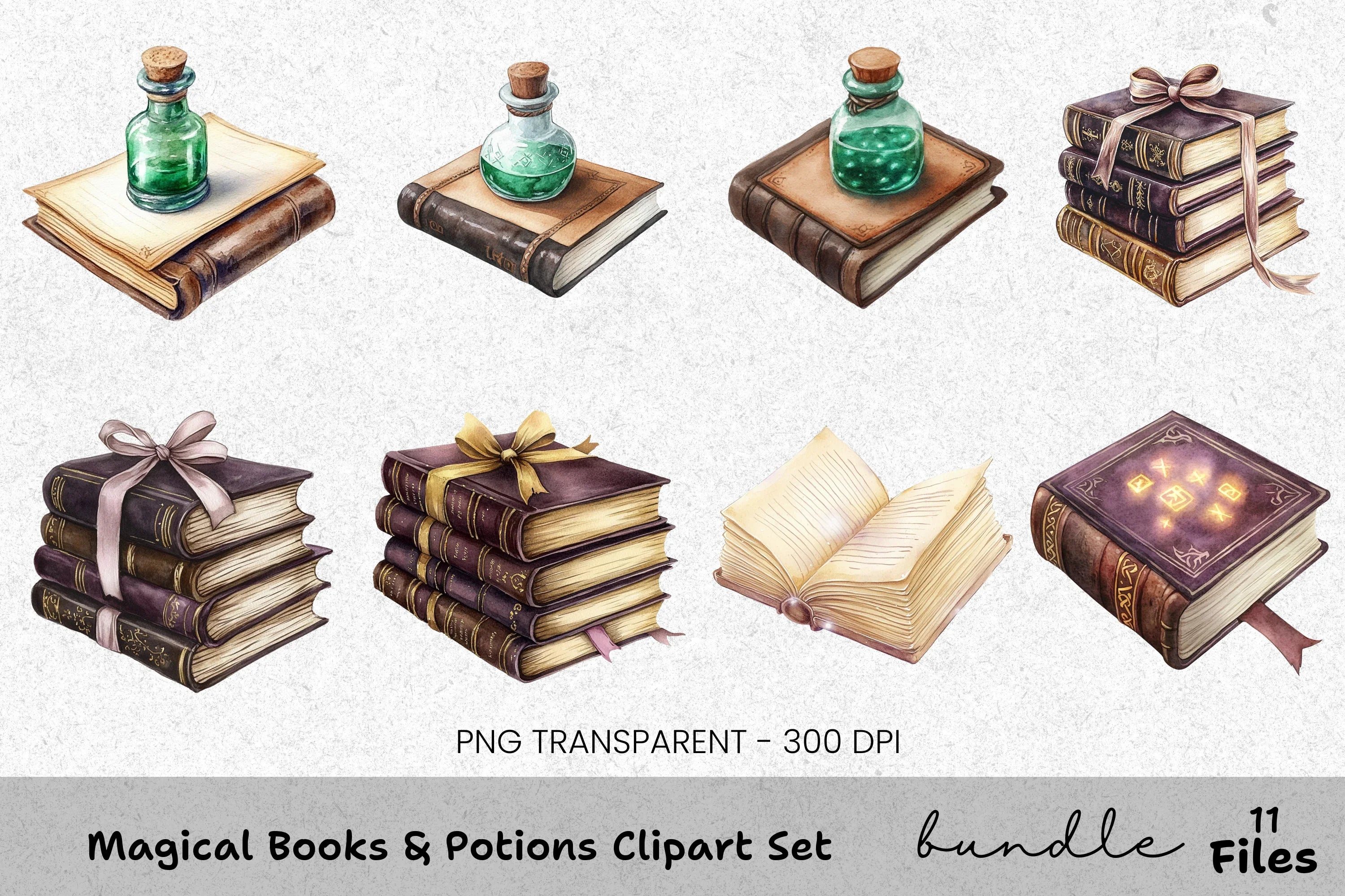 Magical Books and Potions Clipart Bundle