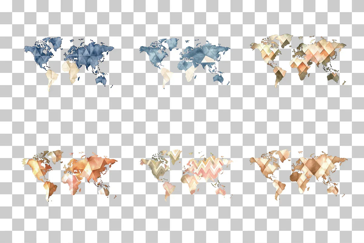 Geometric World Map Clipart Bundle - CraftNest - Digital Crafting and Art