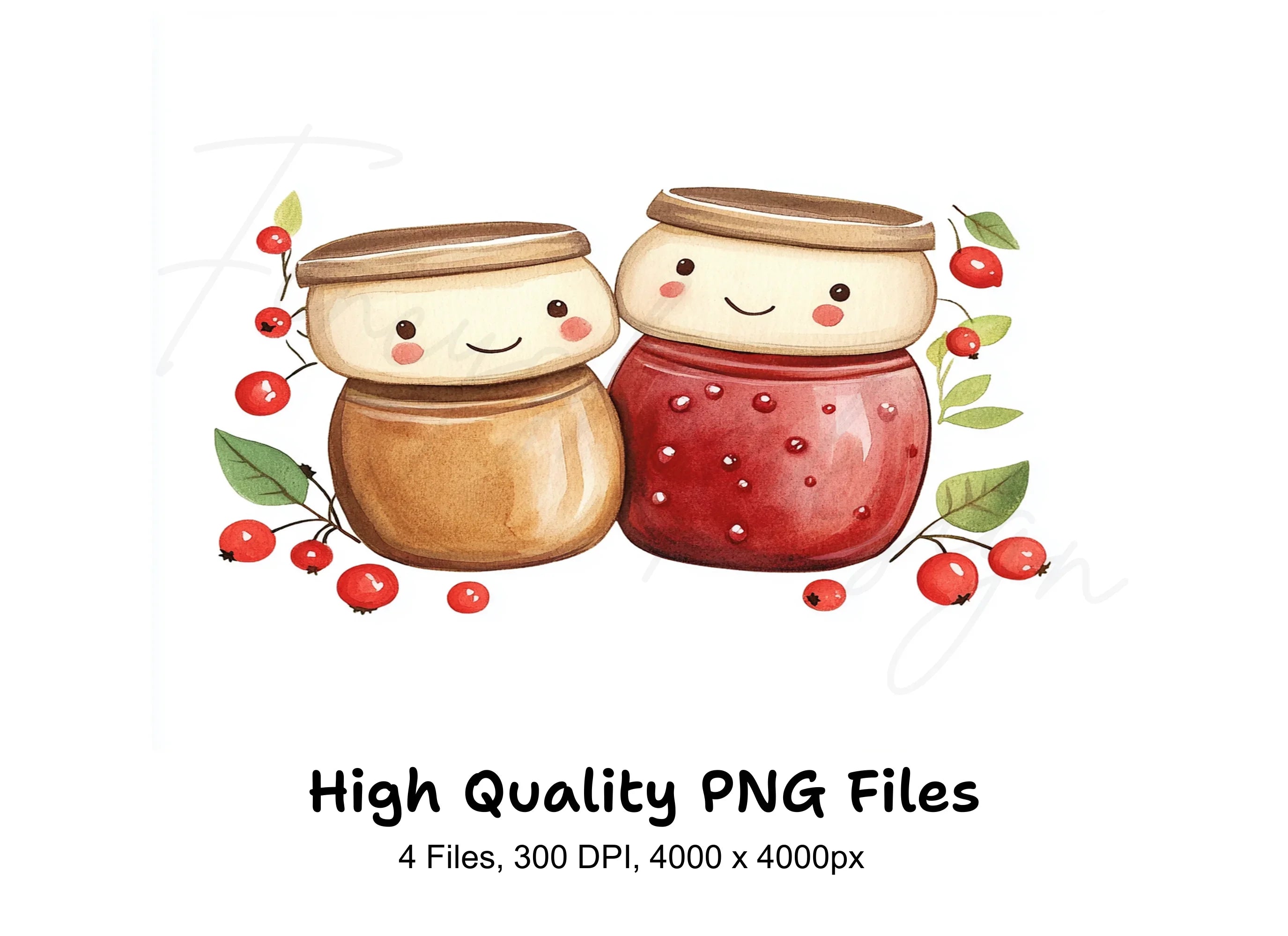 Cute Kawaii Peanut Butter Jelly Clipart Bundle