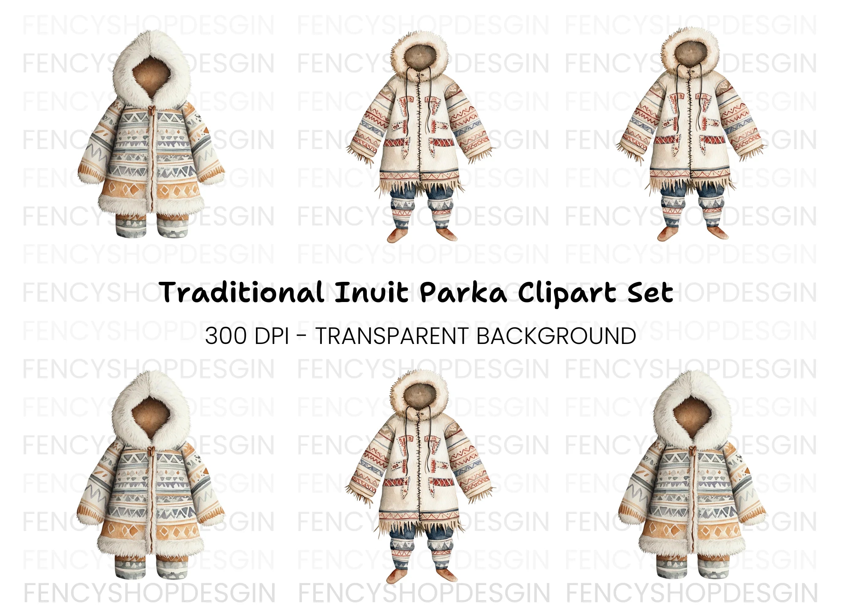 Traditional Inuit Clothing Clipart Bundle