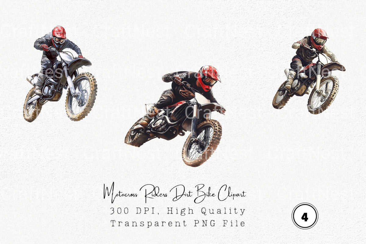 Motocross Riders Dirt Bike Clipart Bundle