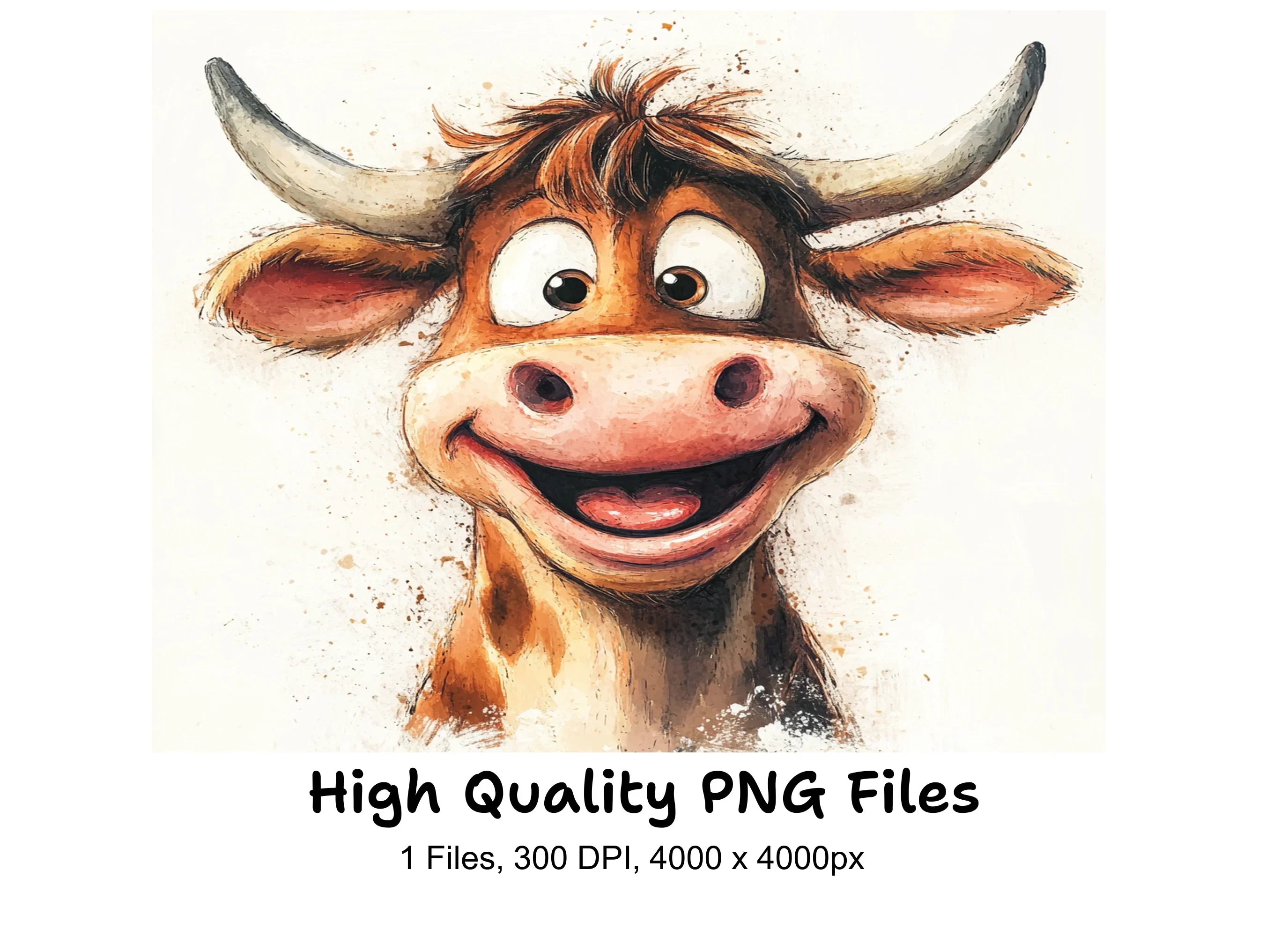 Happy Cartoon Cow Face Clipart Bundle