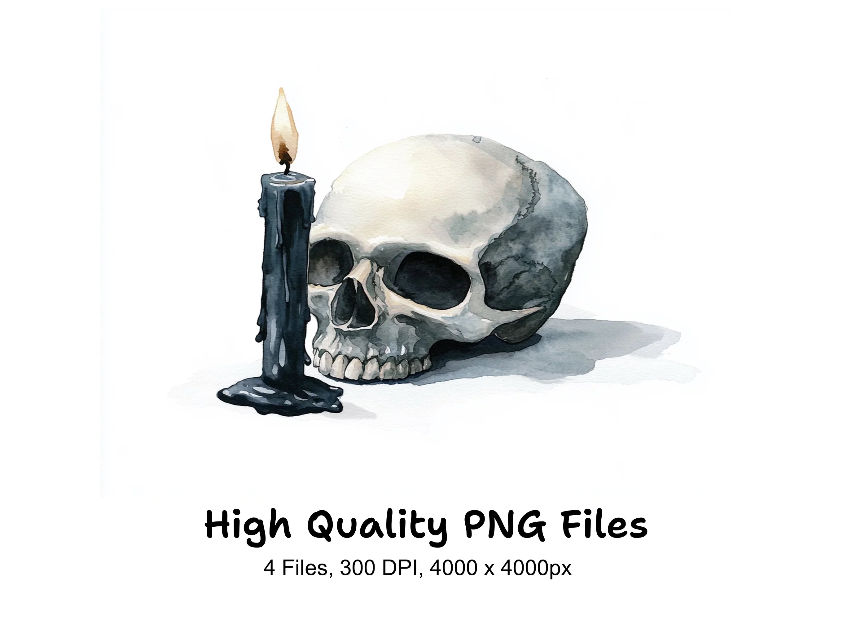 Gothic Skull Candle Clipart Bundle
