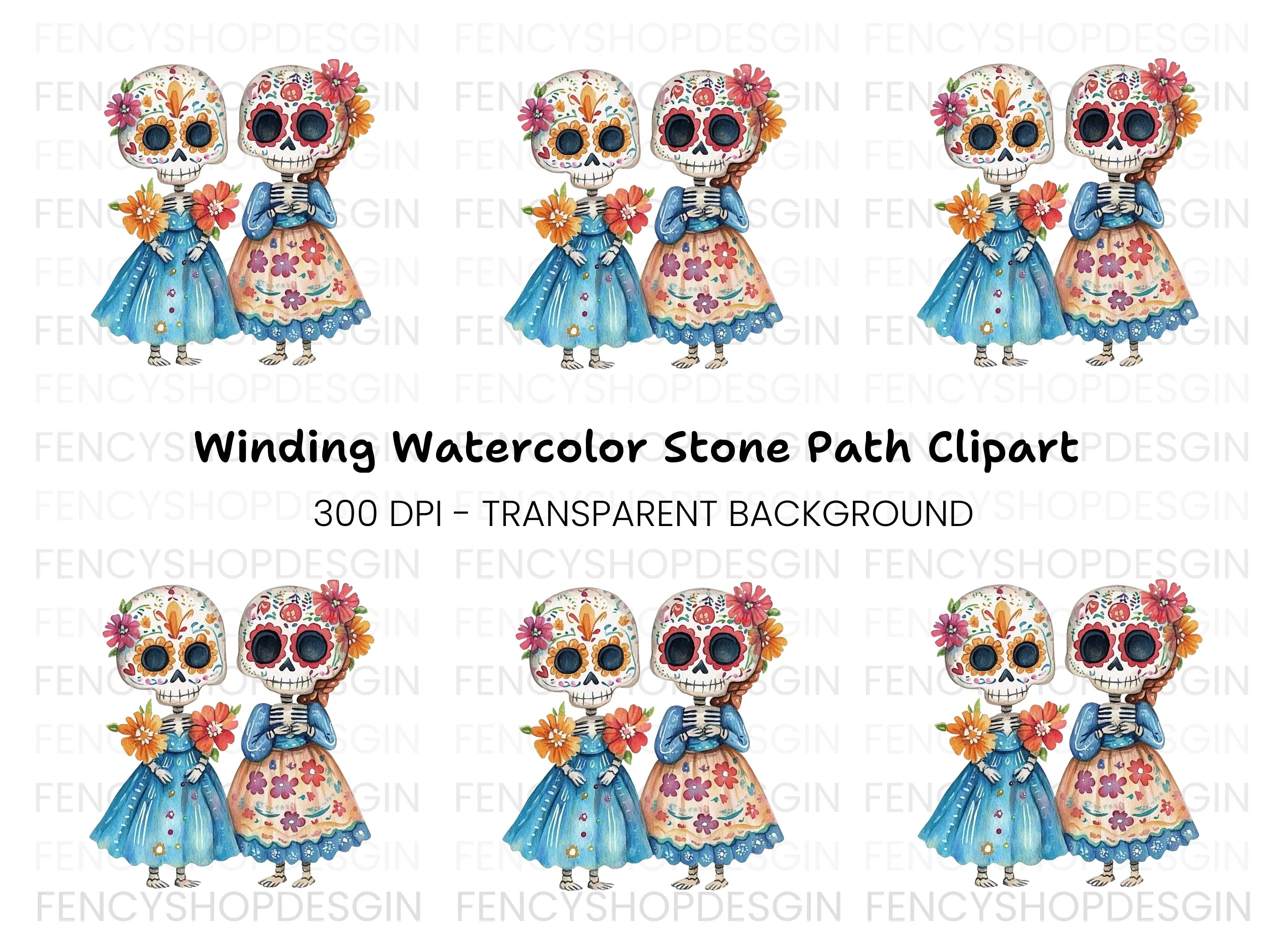 Day of the Dead Skeletons Clipart Bundle