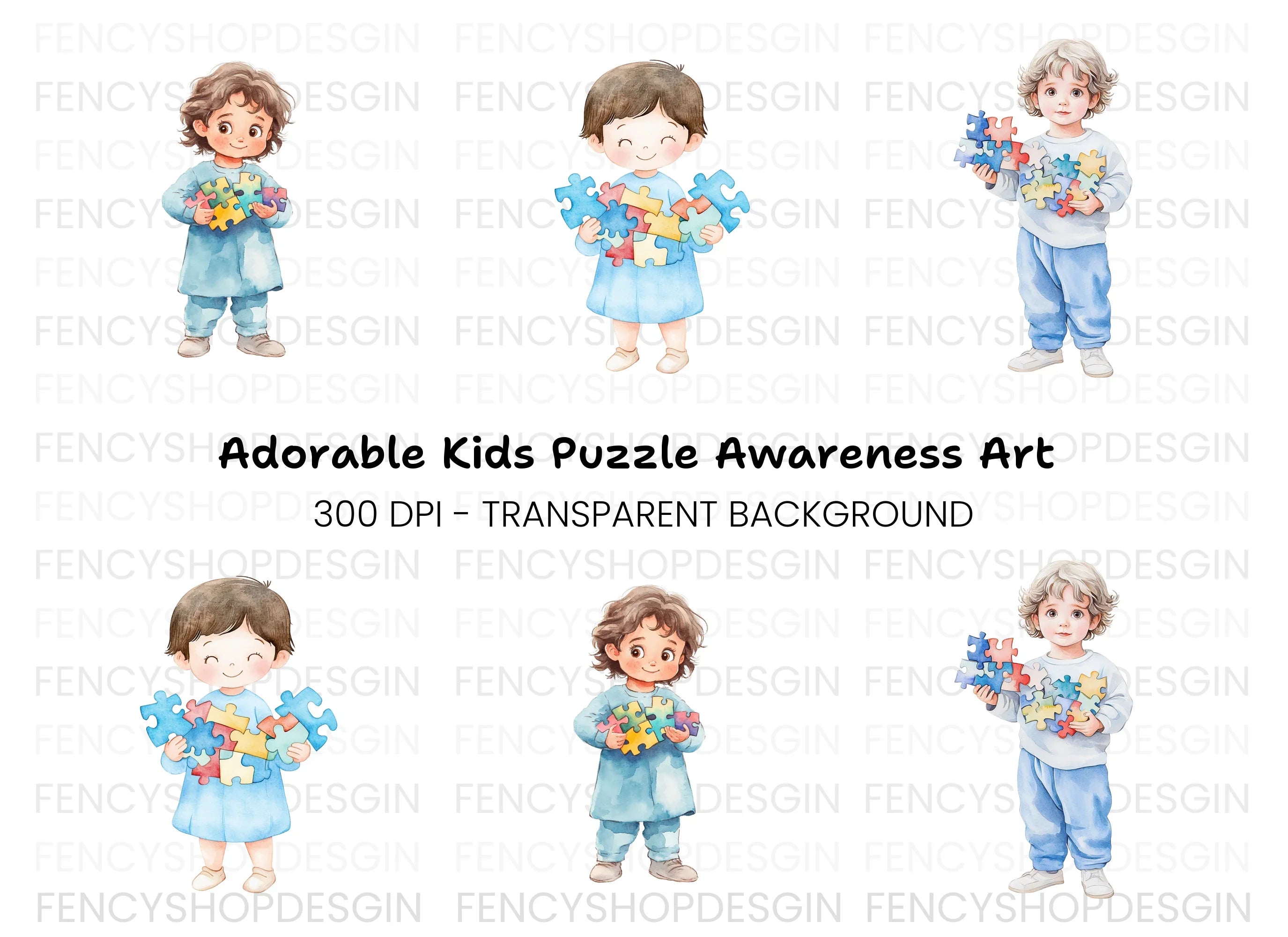 Kids Puzzle Pieces Clipart Bundle