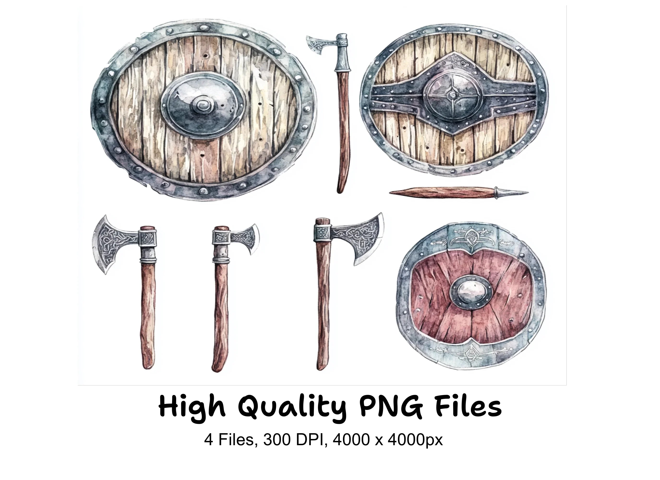 Viking Shields and Axes Clipart Bundle