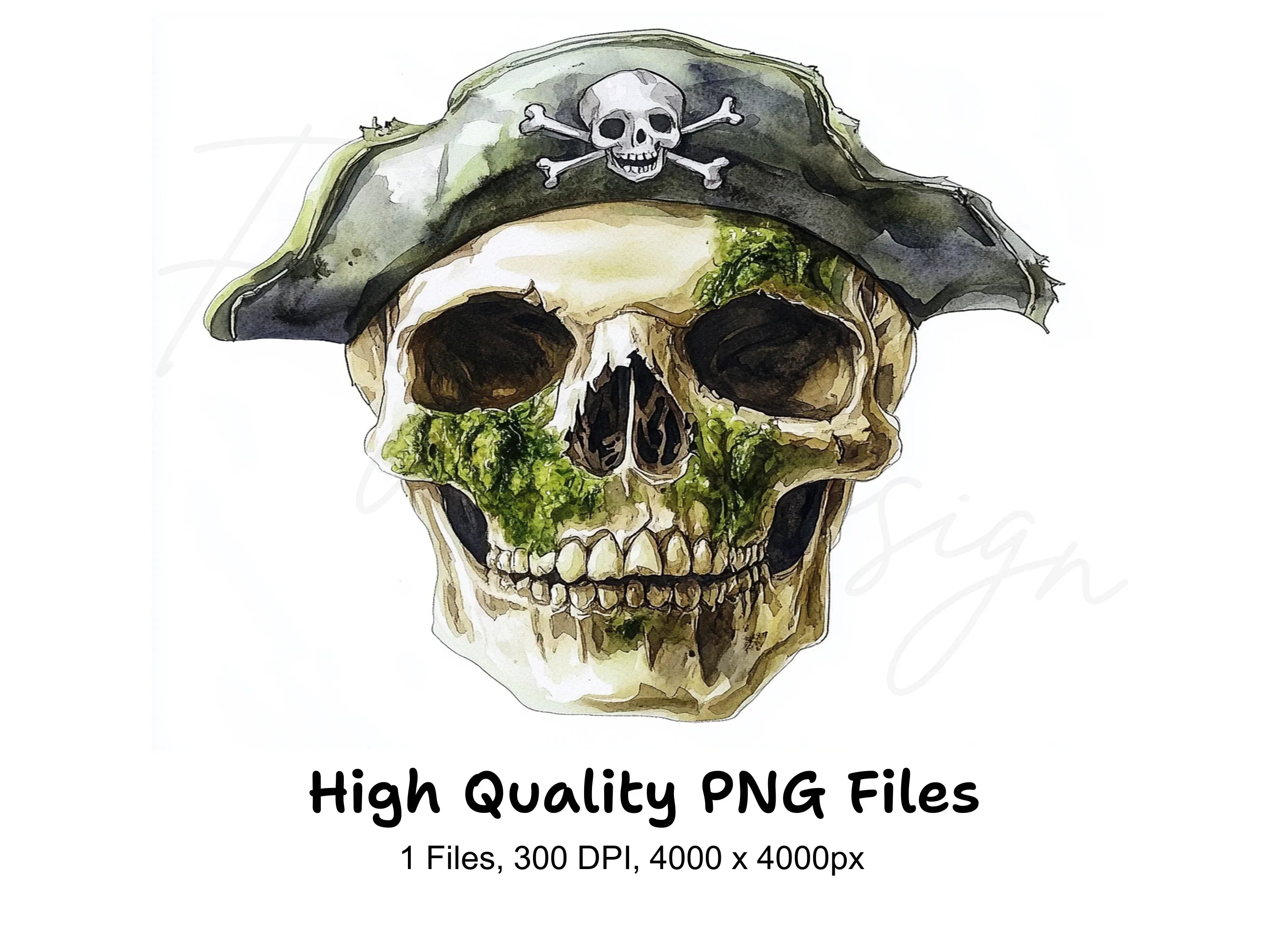Pirate Skull with Mossy Hat Clipart Bundle