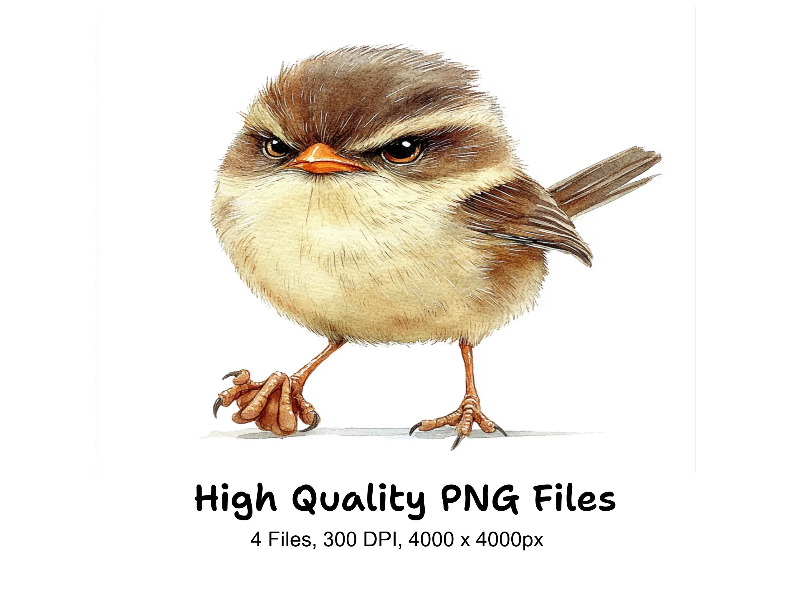 Cute Fluffy Bird Clipart Bundle