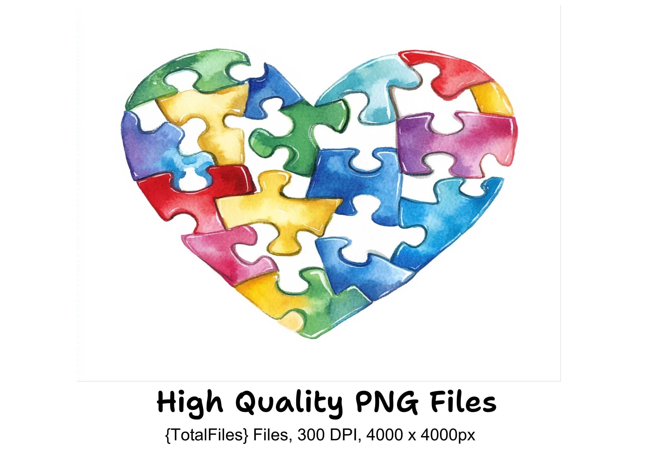 Puzzle Heart Clipart Bundle