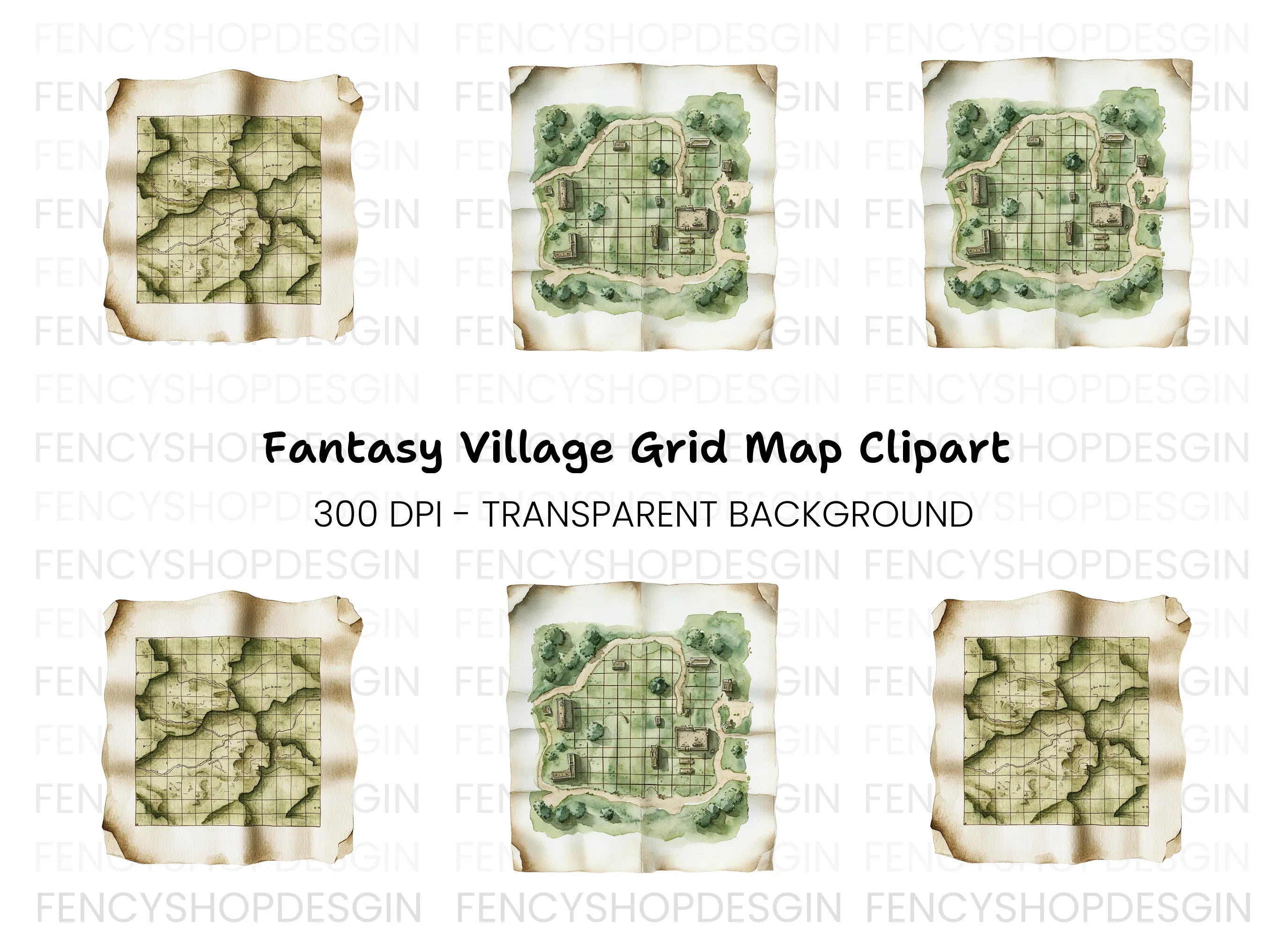 Vintage Treasure Map Clipart Bundle