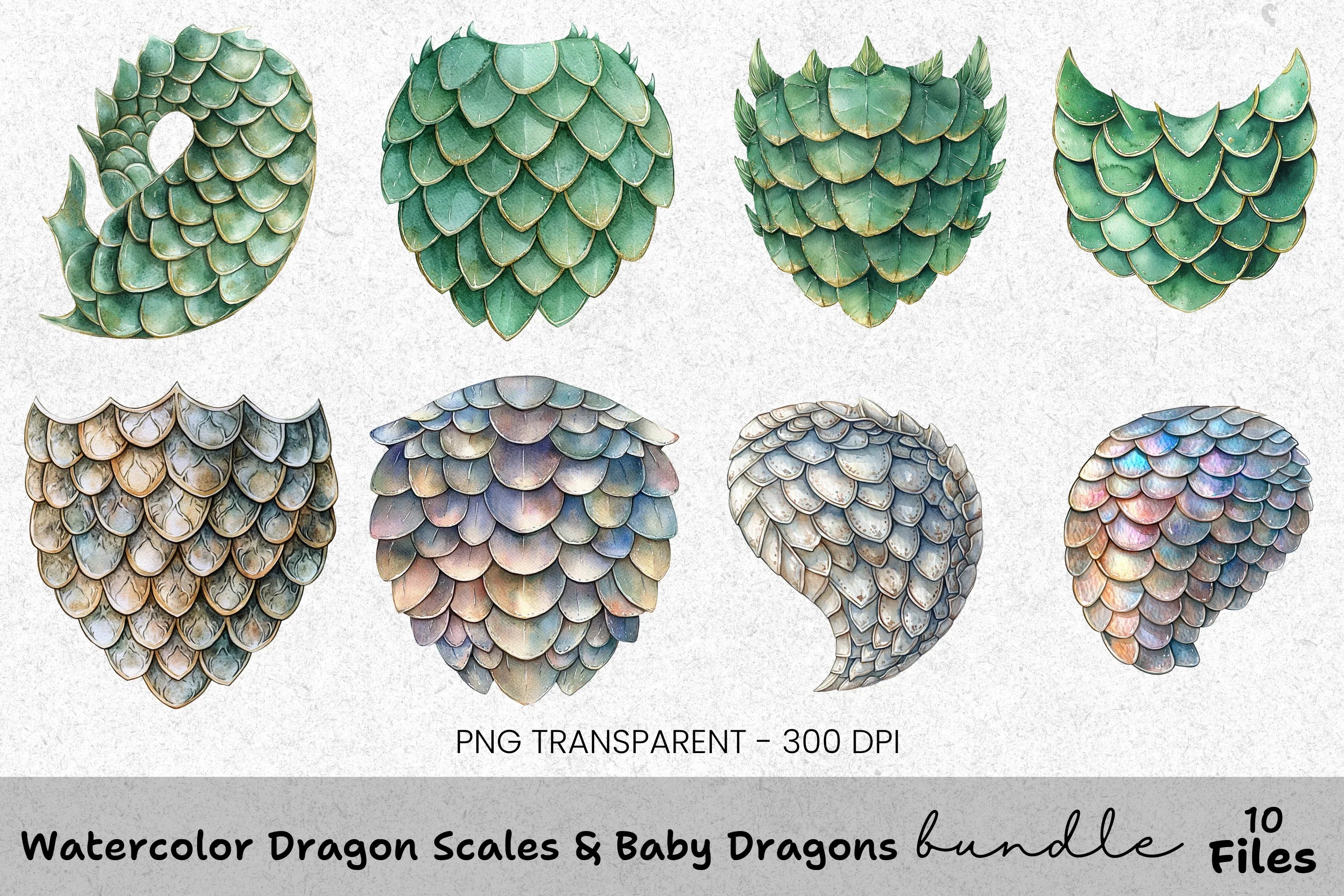 Dragon Scales Baby Dragons Clipart Bundle