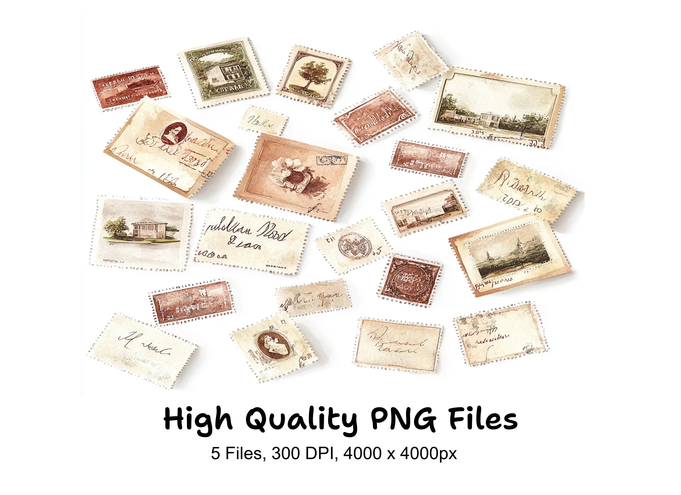 Assorted Vintage Postage Letters Clipart Bundle