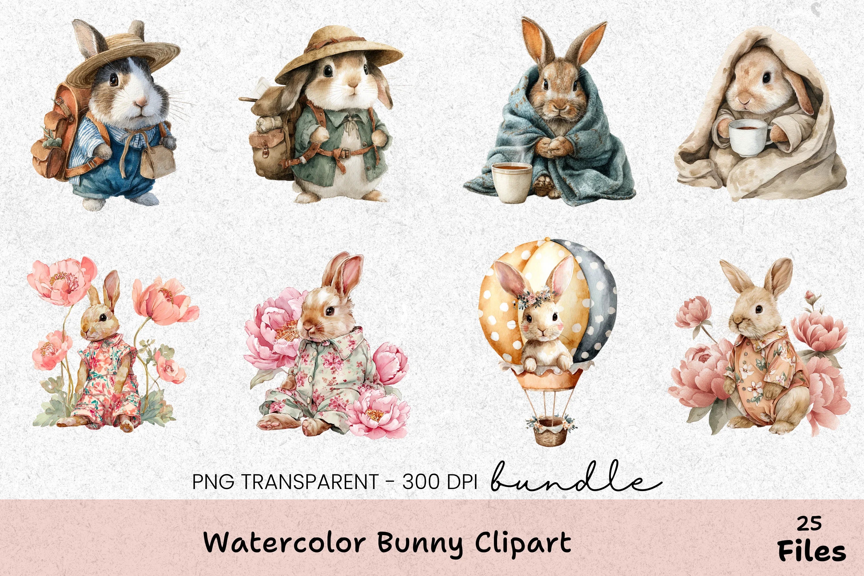 Bunny Clipart Bundle: Cute Easter Designs - CraftNest - Digital Crafting and Art