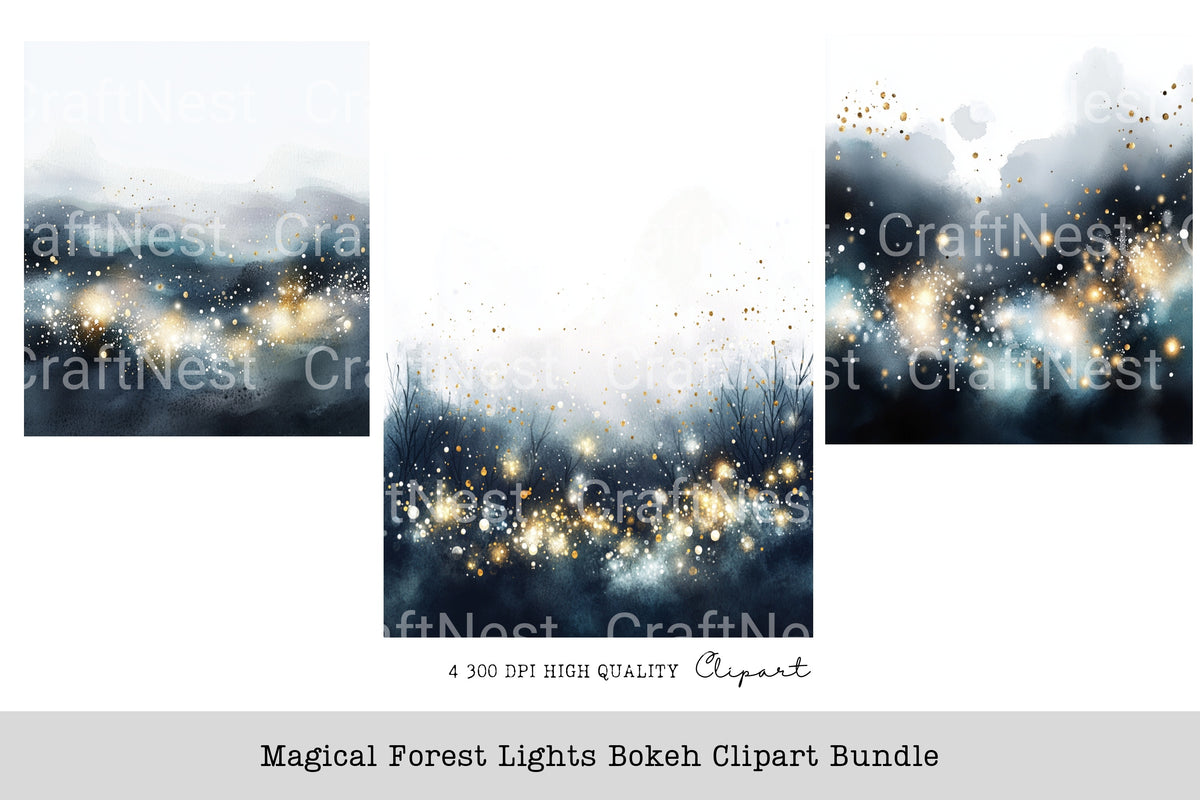 Magical Forest Lights Bokeh Clipart Bundle
