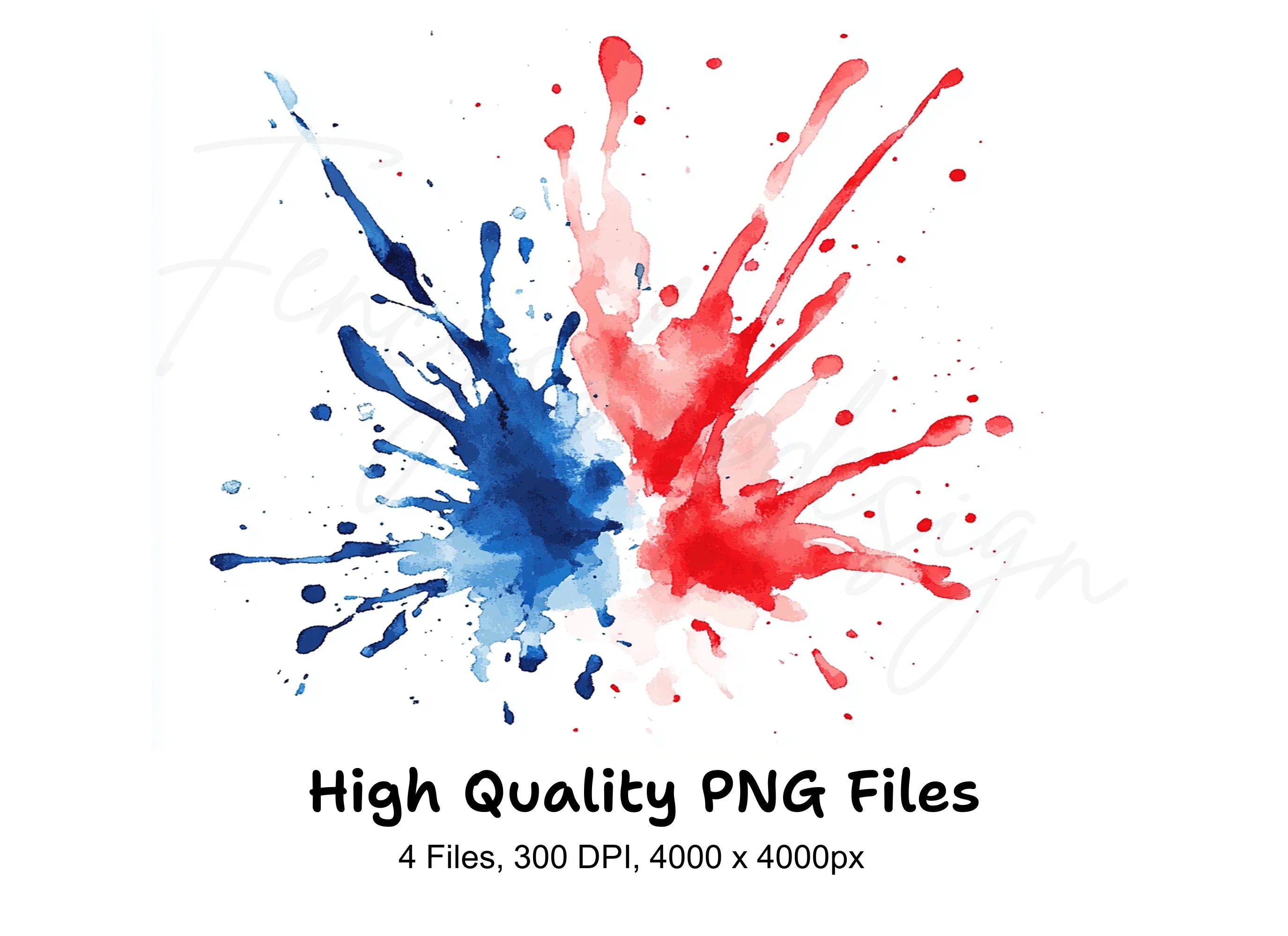 Red and Blue Splashes Clipart Bundle