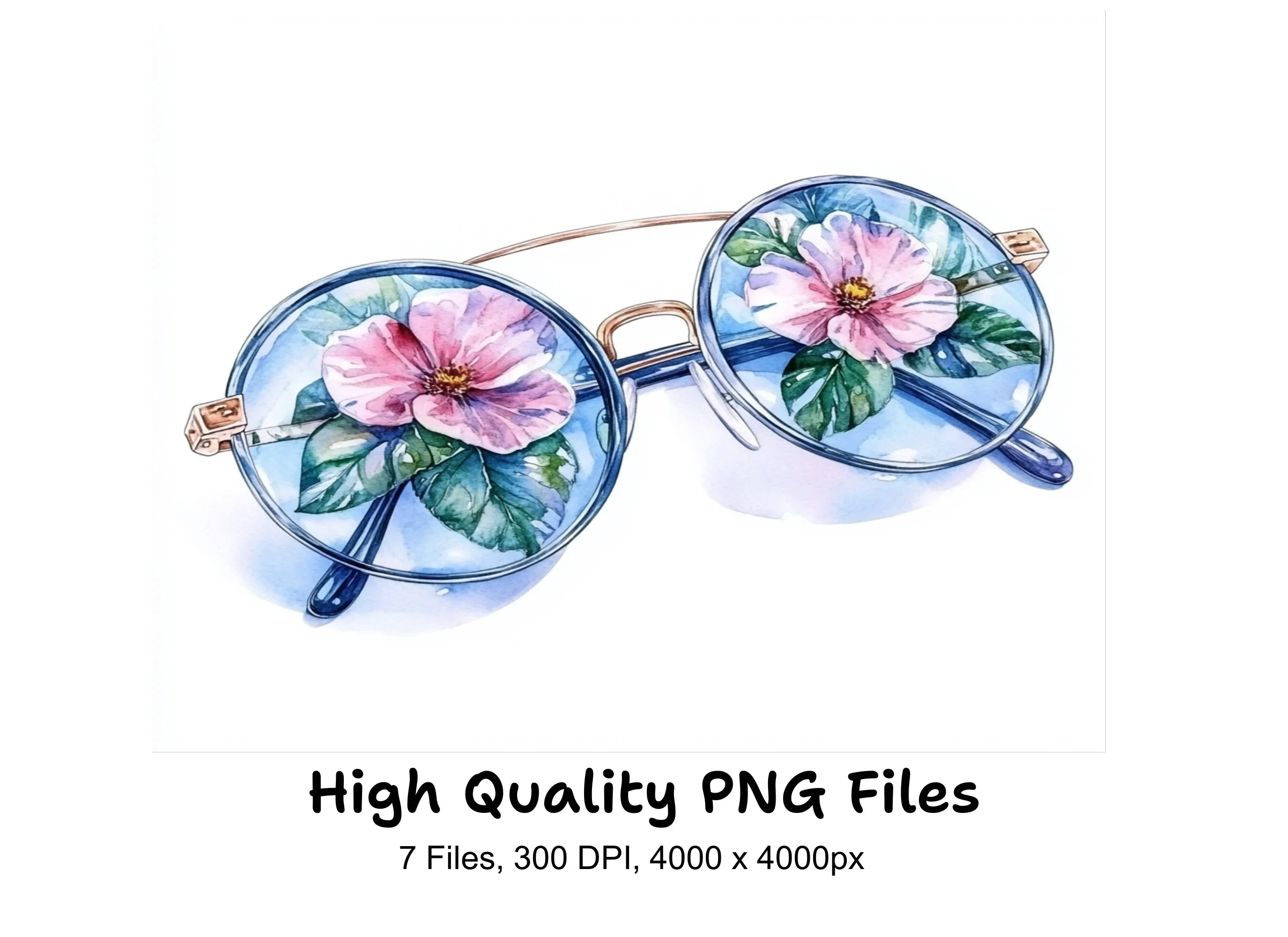 Summer Floral Sunglasses Clipart Bundle