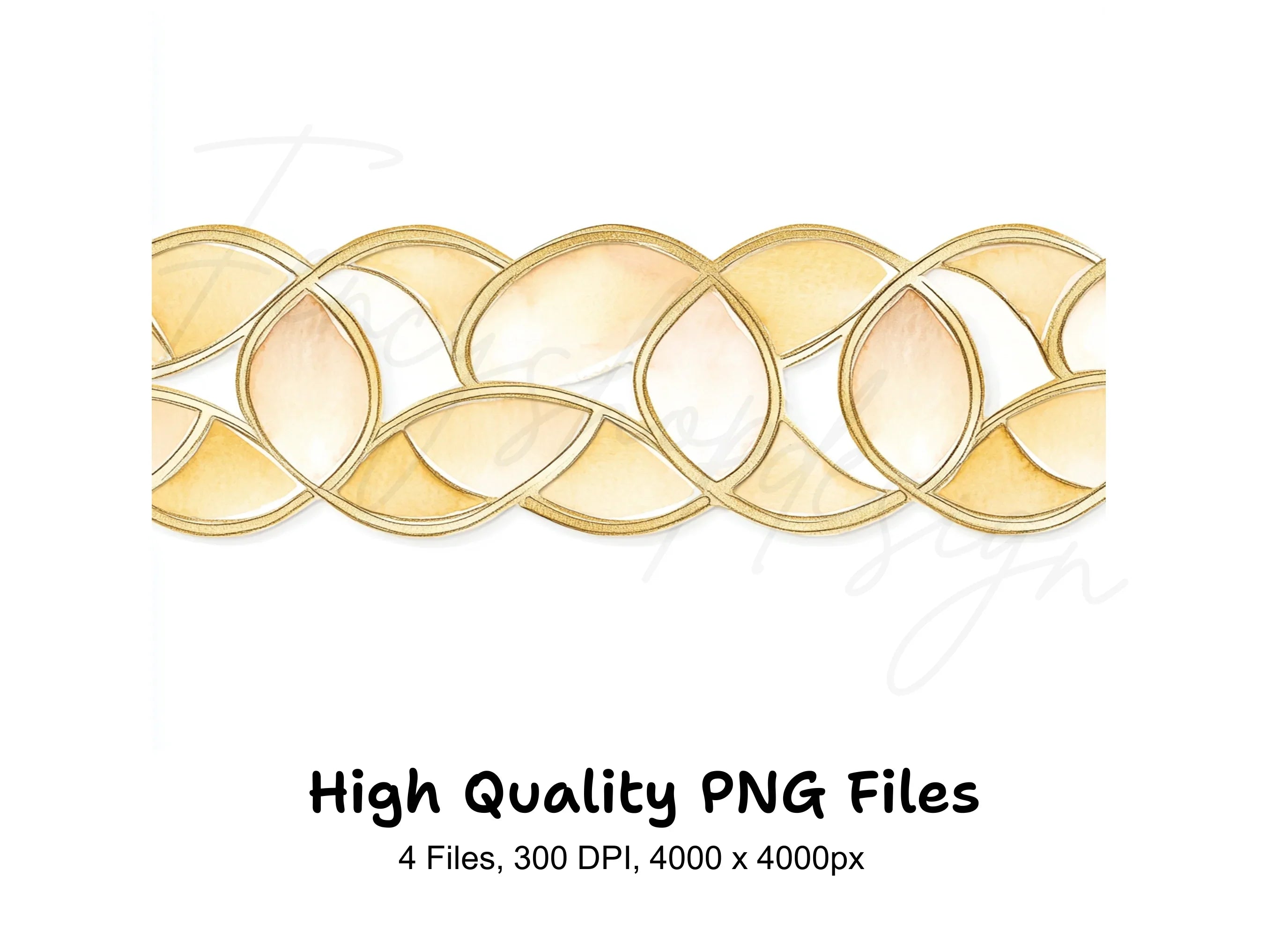 Elegant Golden Swirls Borders Clipart Bundle