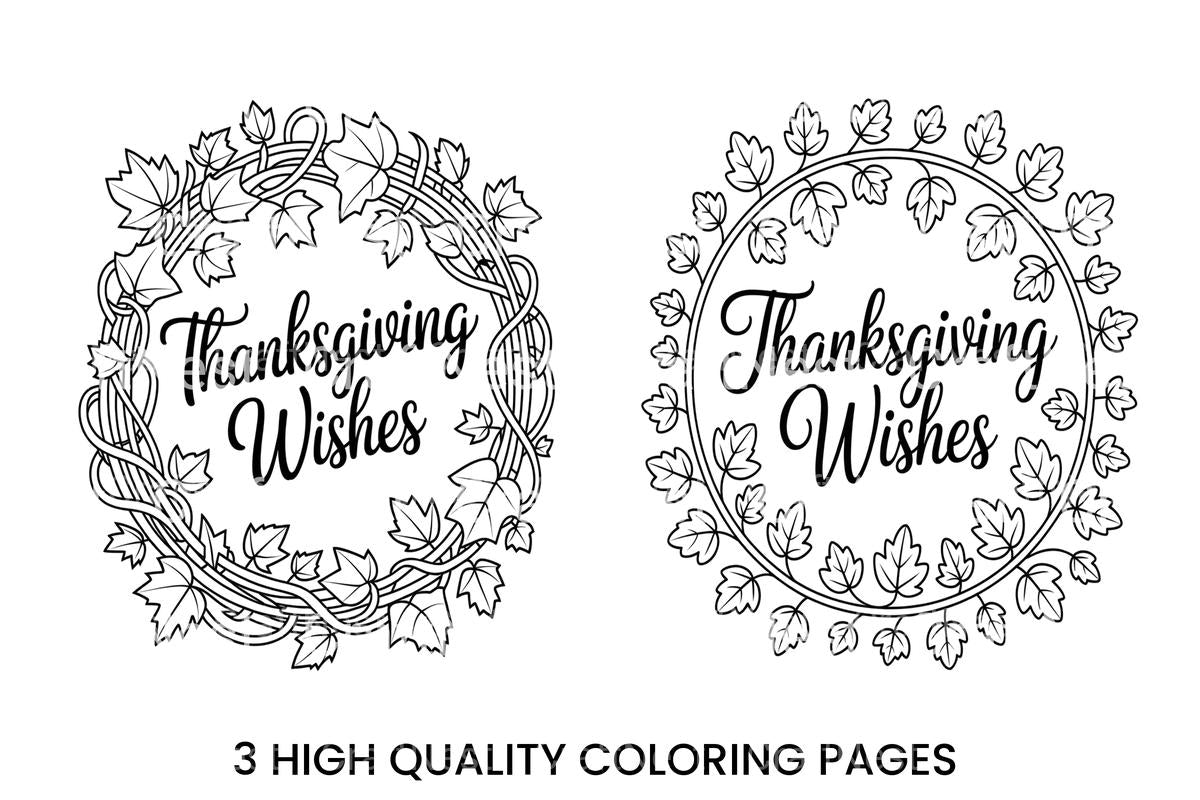 Thanksgiving Wishes Wreath Coloring Books