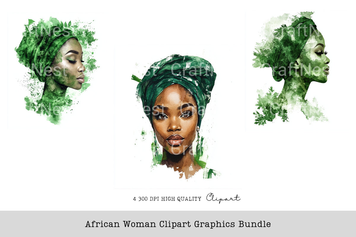 African Woman Graphics Clipart Bundle