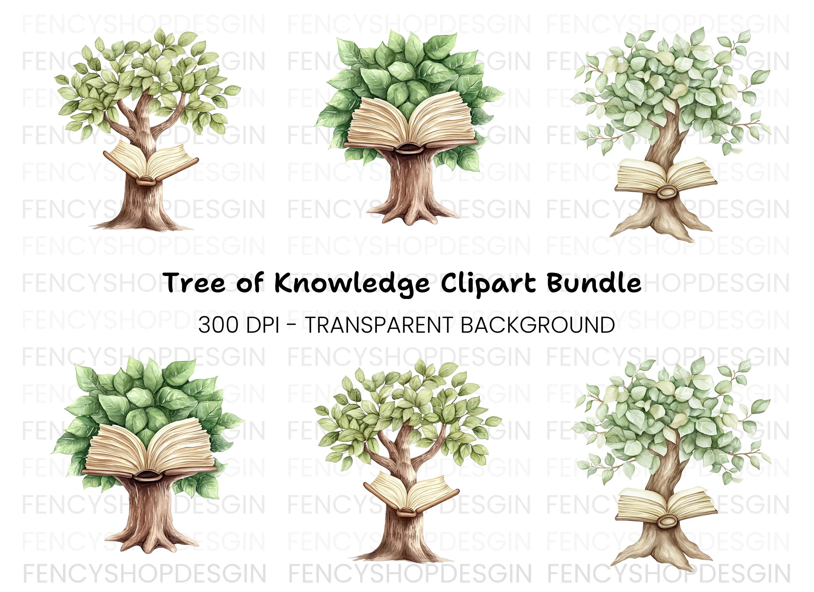 Fantasy Book Trees Clipart Bundle