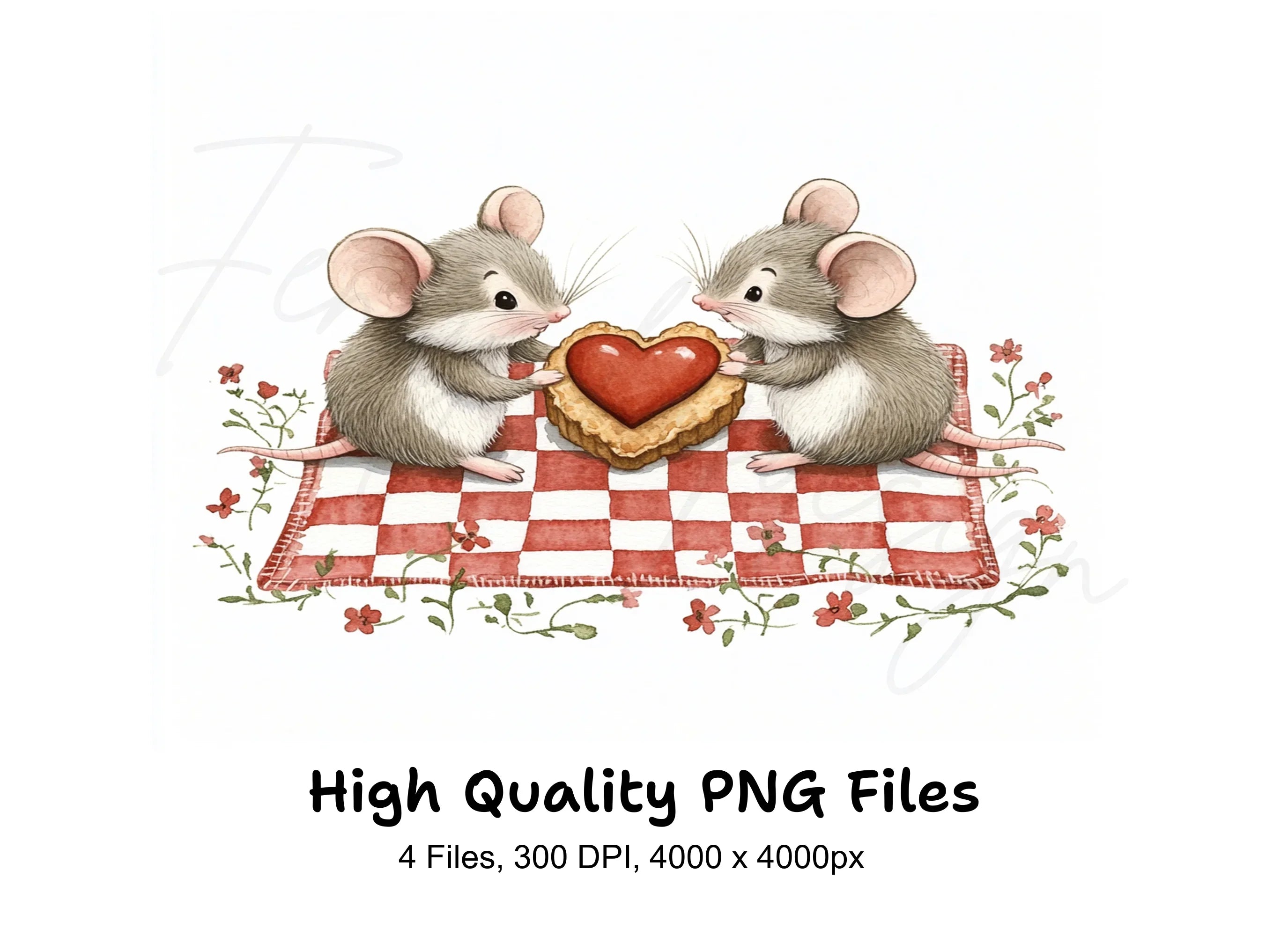 Sweet Mouse Couple Picnic Clipart Bundle