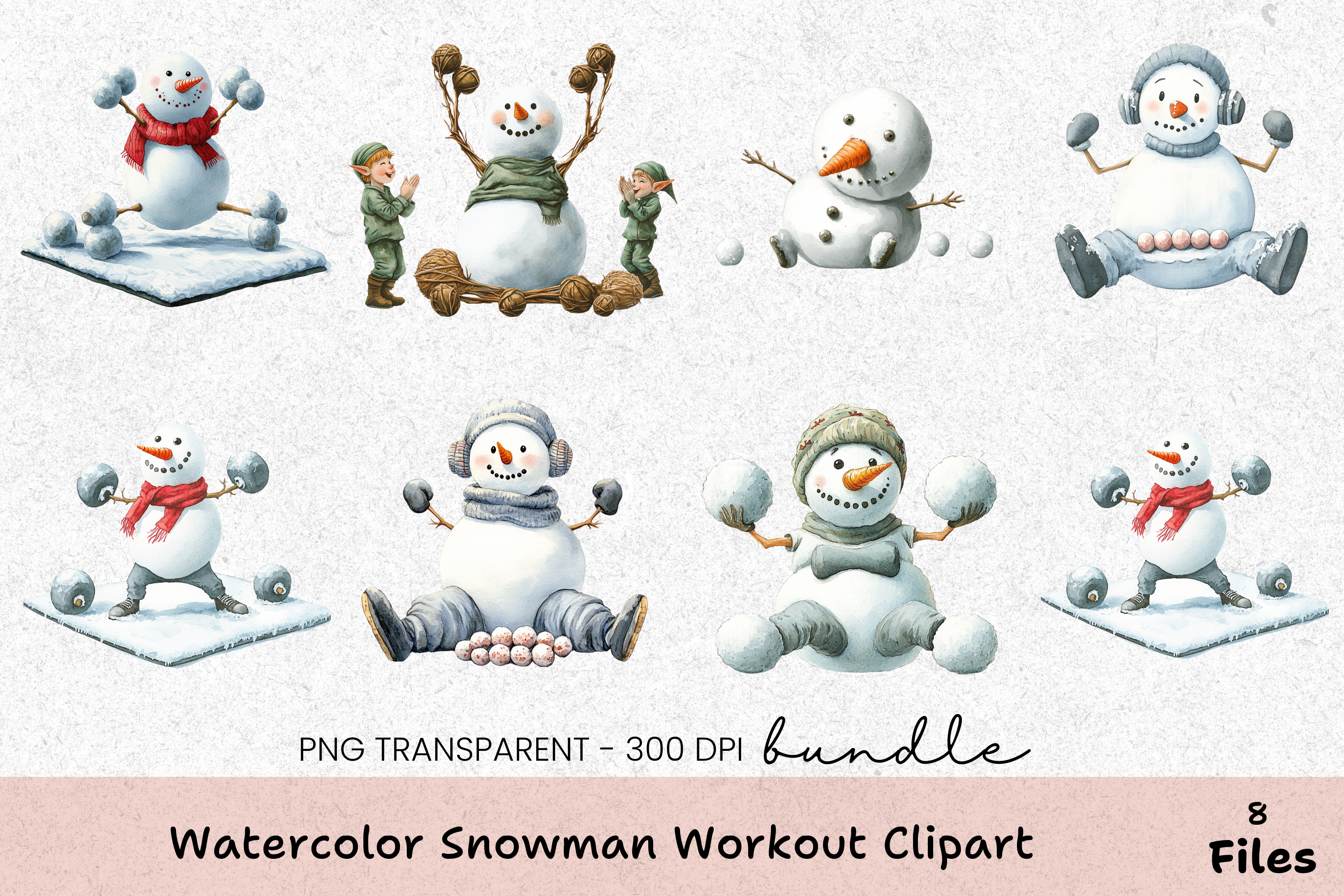 Snowman Workout Clipart Bundle