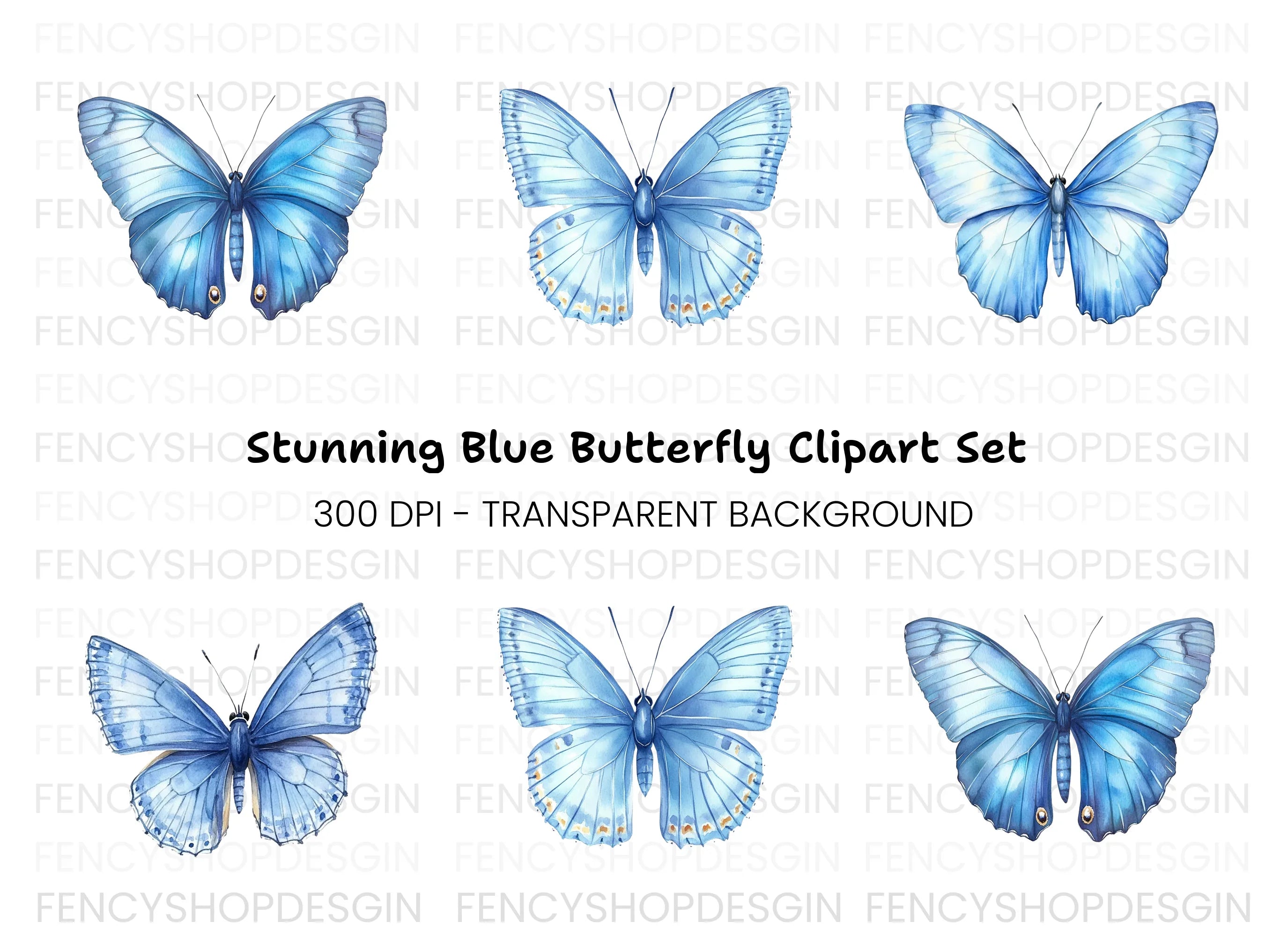 Stunning Blue Butterfly Clipart Bundle