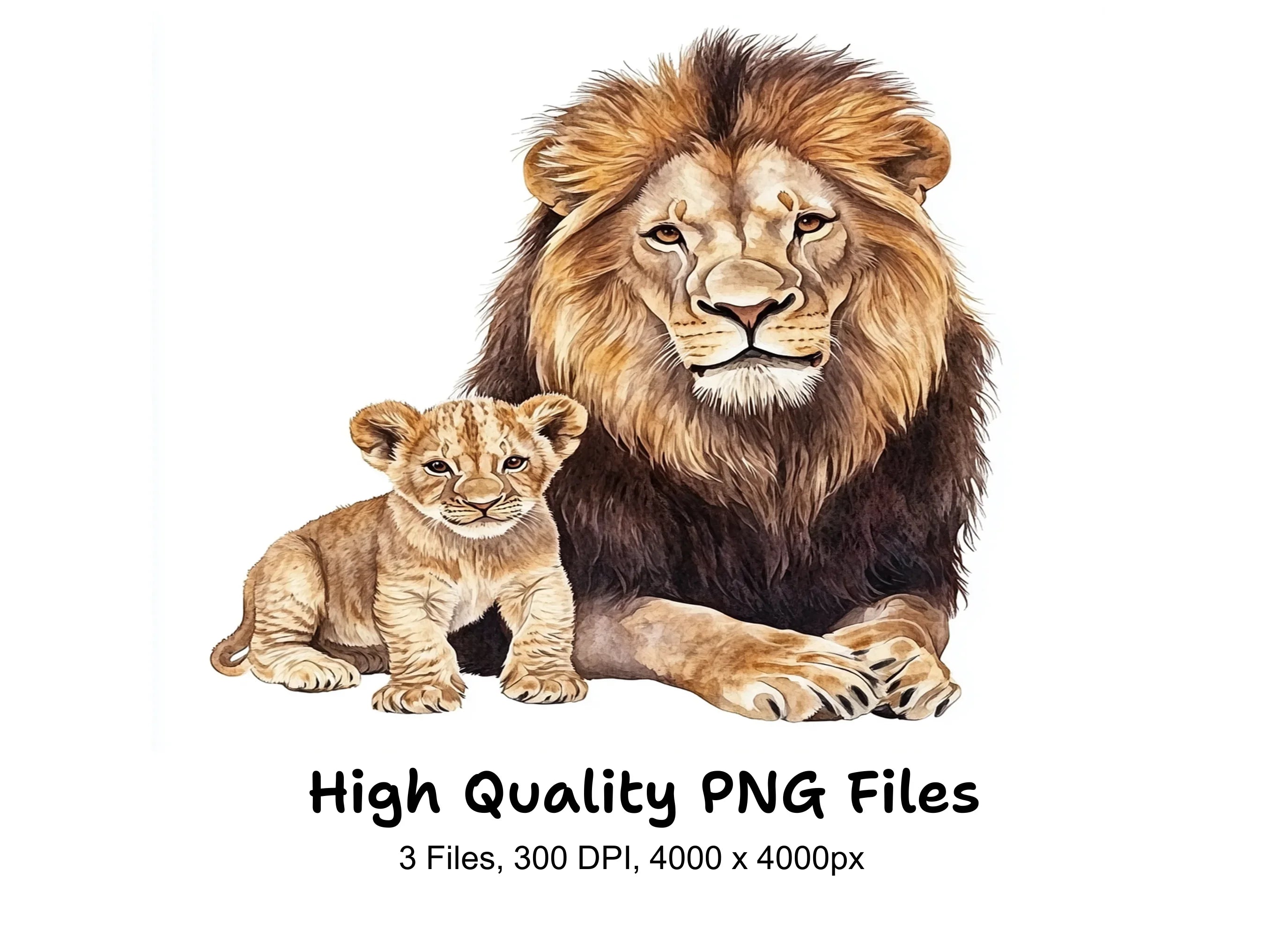 Majestic Lion and Cub Clipart Bundle