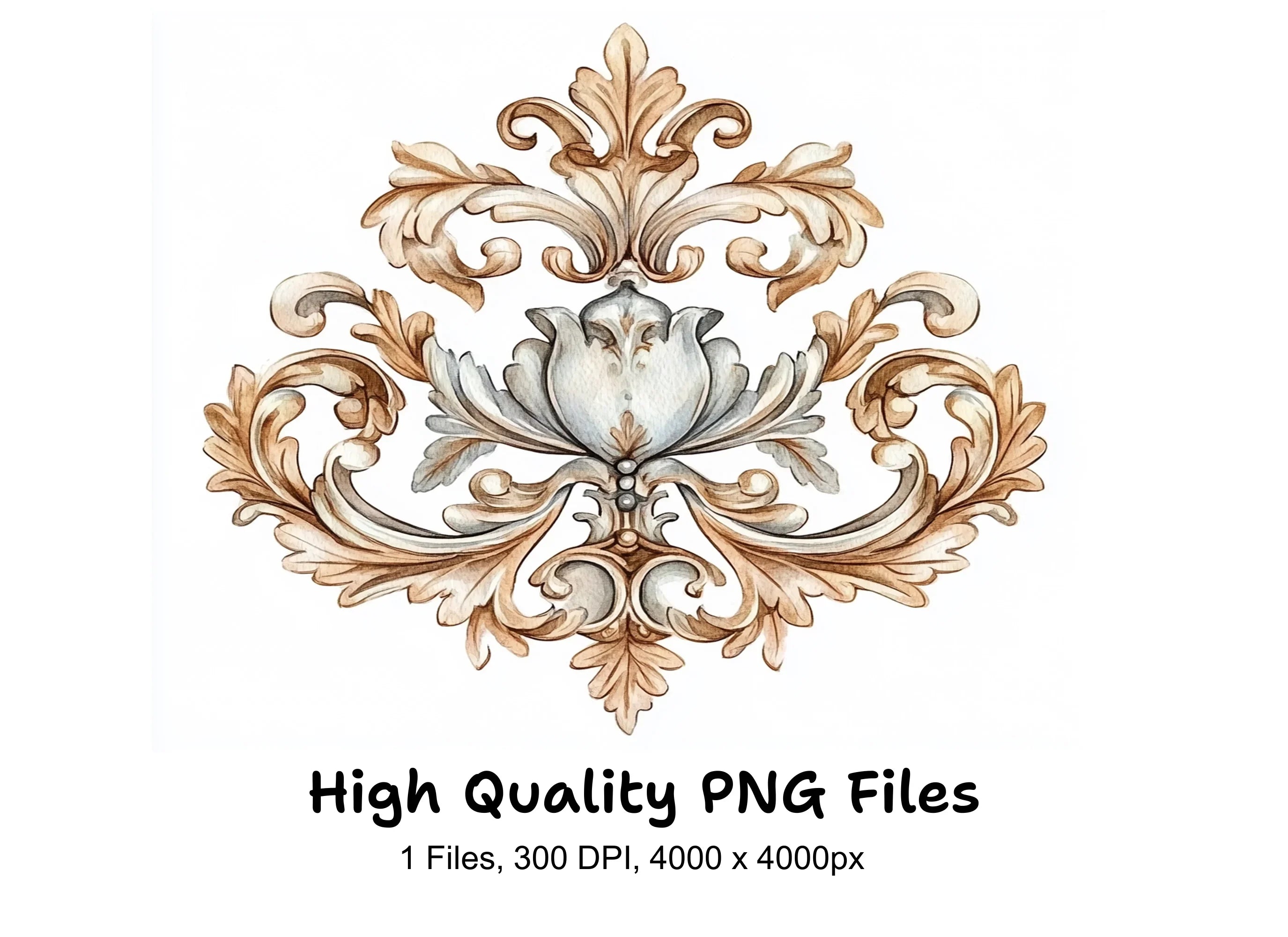 Elegant Baroque Ornament Clipart Bundle